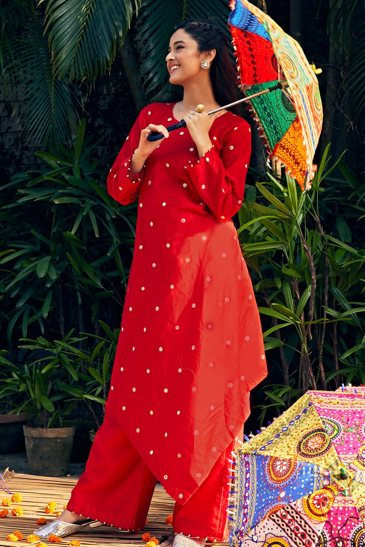 Asymmetrical Kurta With Farshi Pants