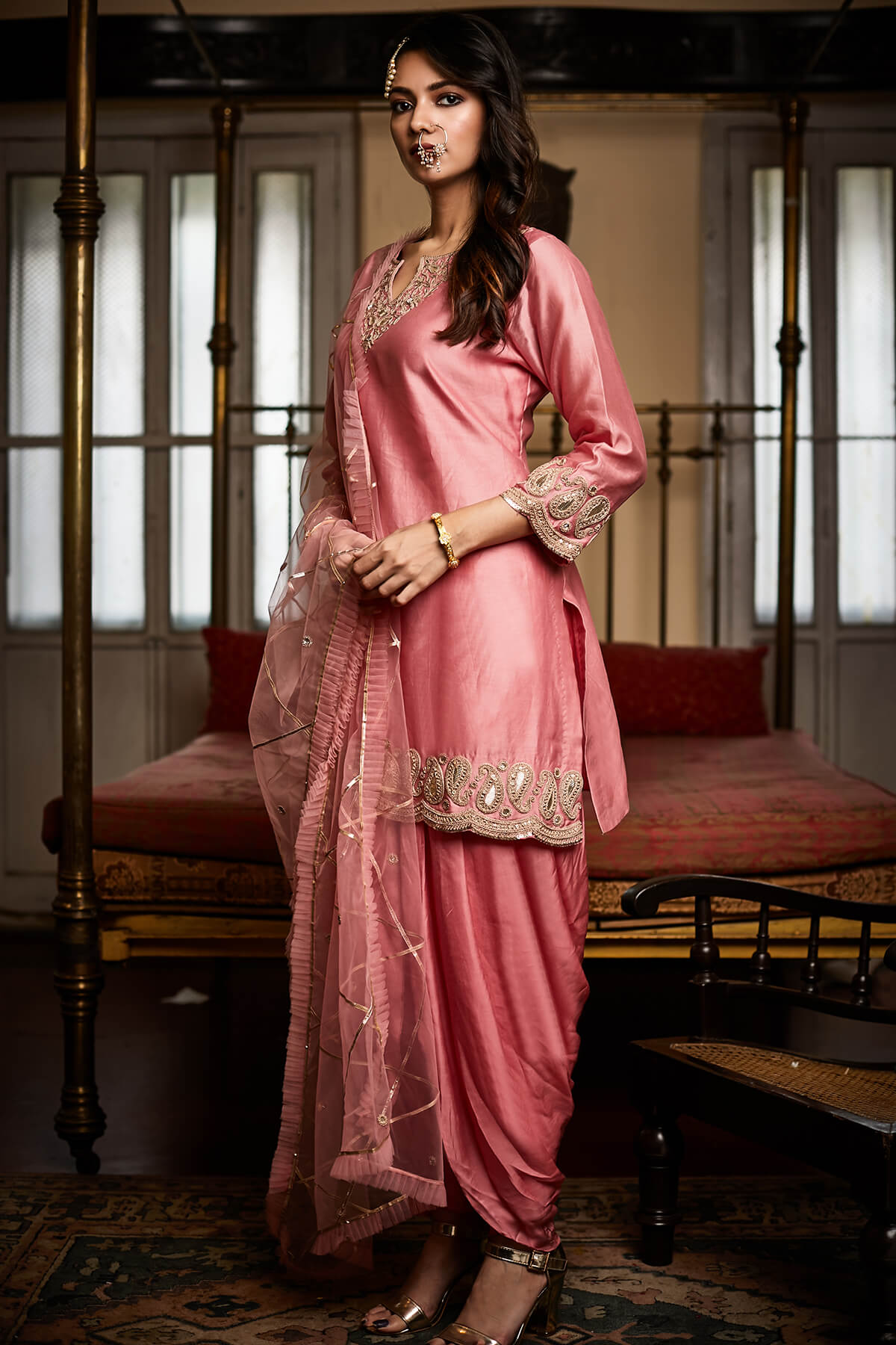 Embroidered Dhoti Set