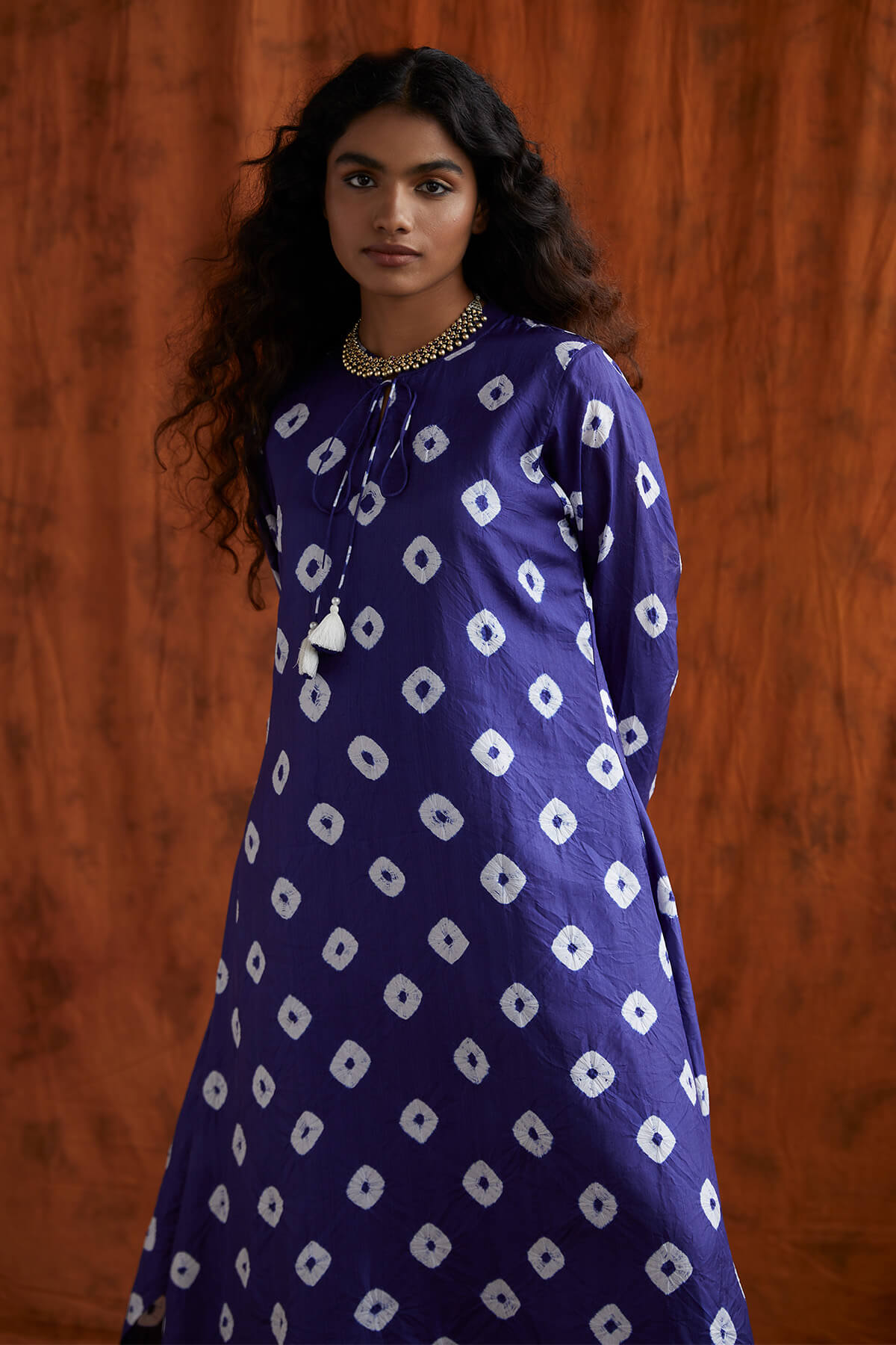 Shibori kurta with peacock farshi pants
