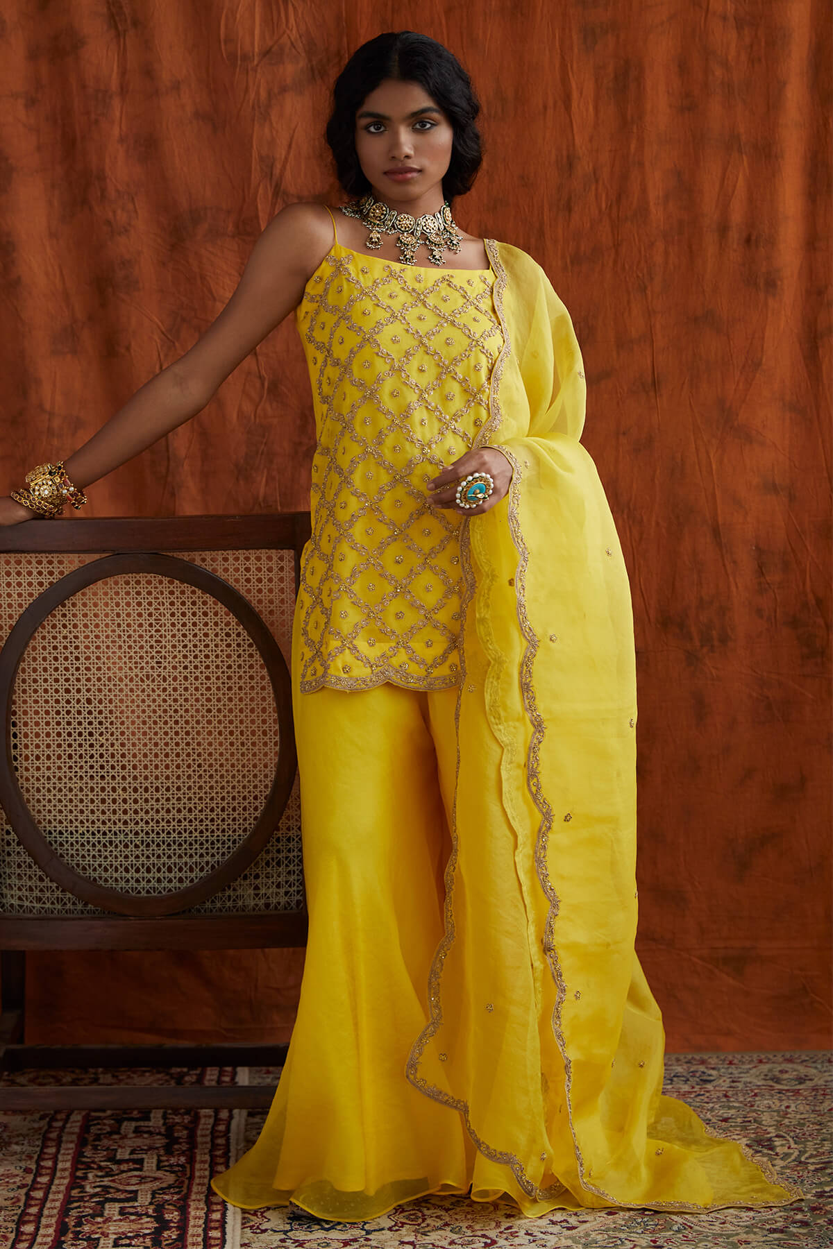 Spaghetti kurta sharara set