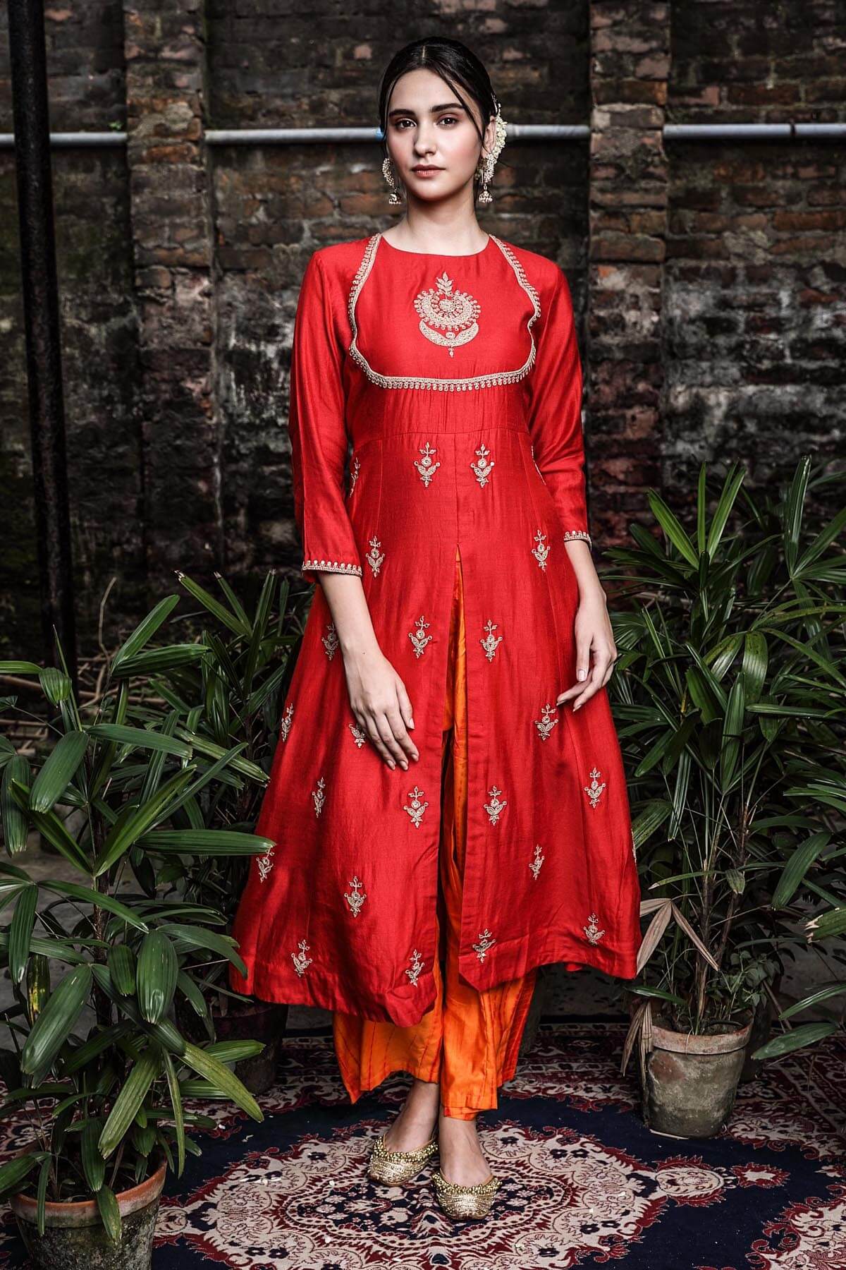 Front Slit Anarkali With Pants