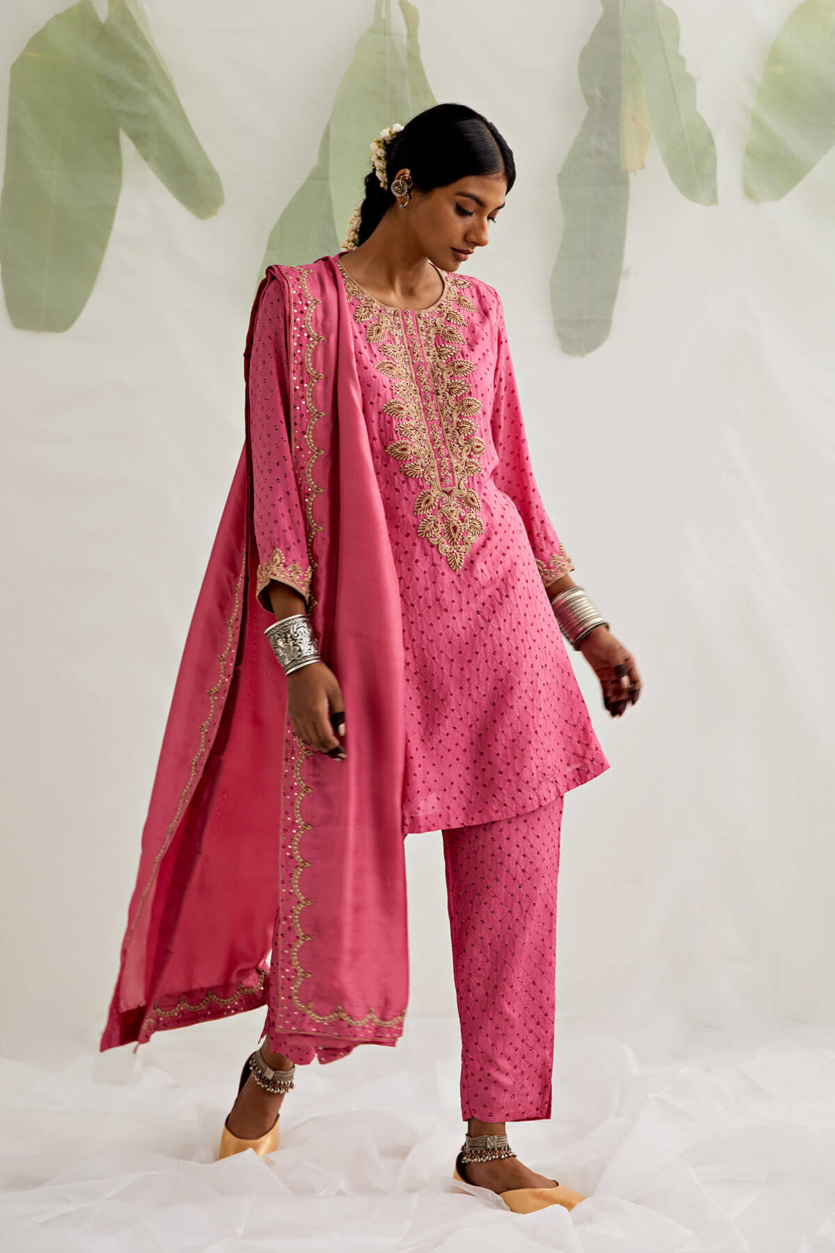 Short Bandhni Kurta Set