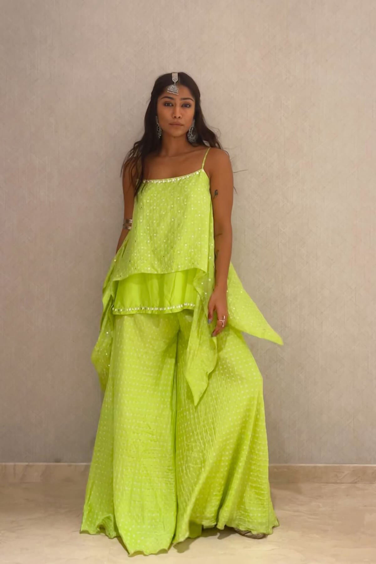 Spaghetti Bandhni sharara sets