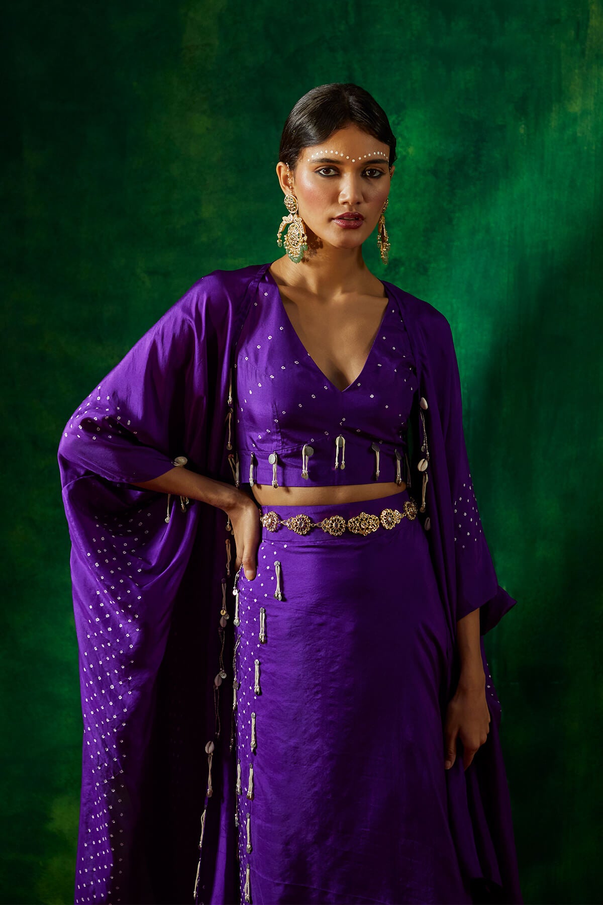 Coin And Thread Bandhni Cape Set