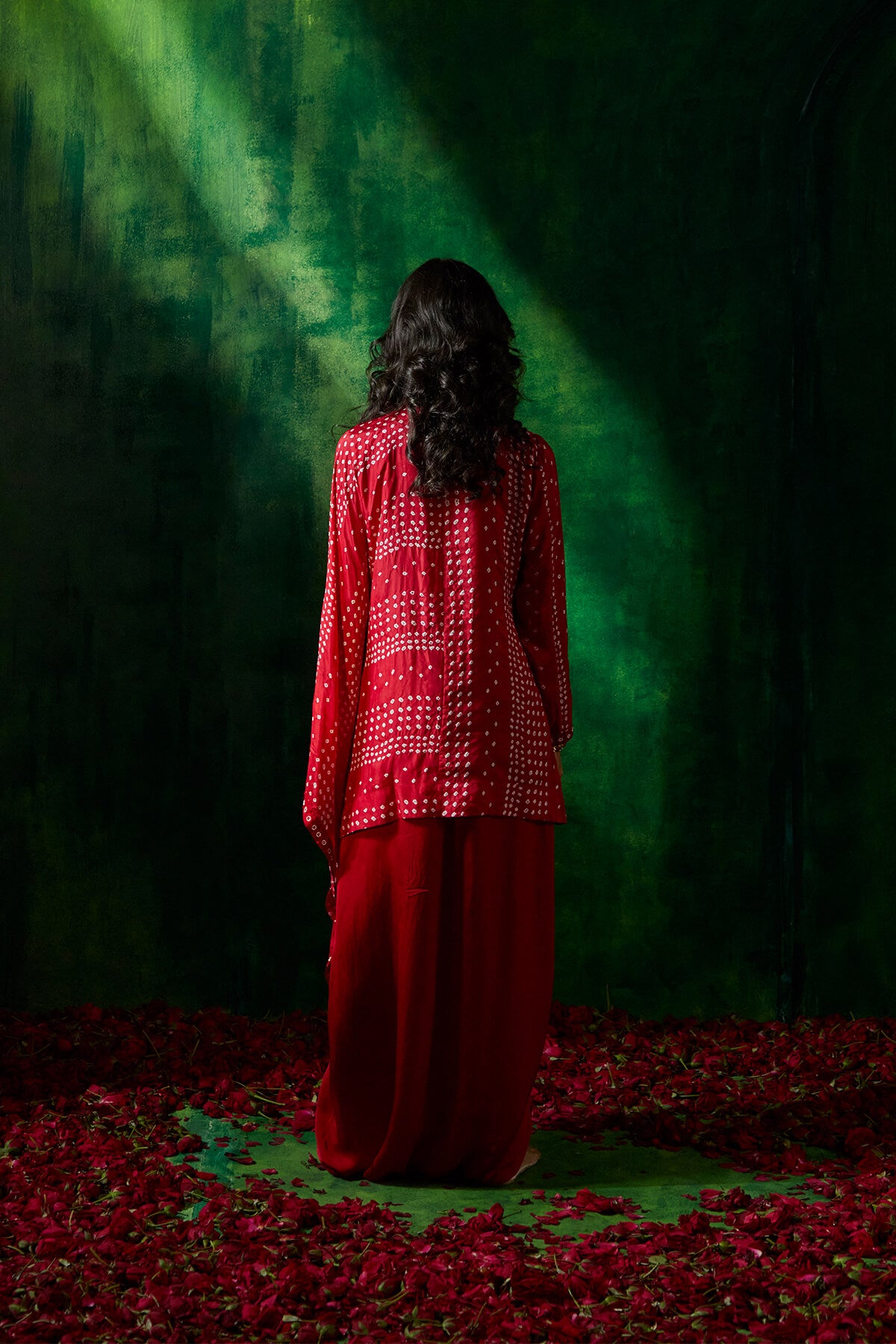 Asymmetrical Bandhani Tunic Set