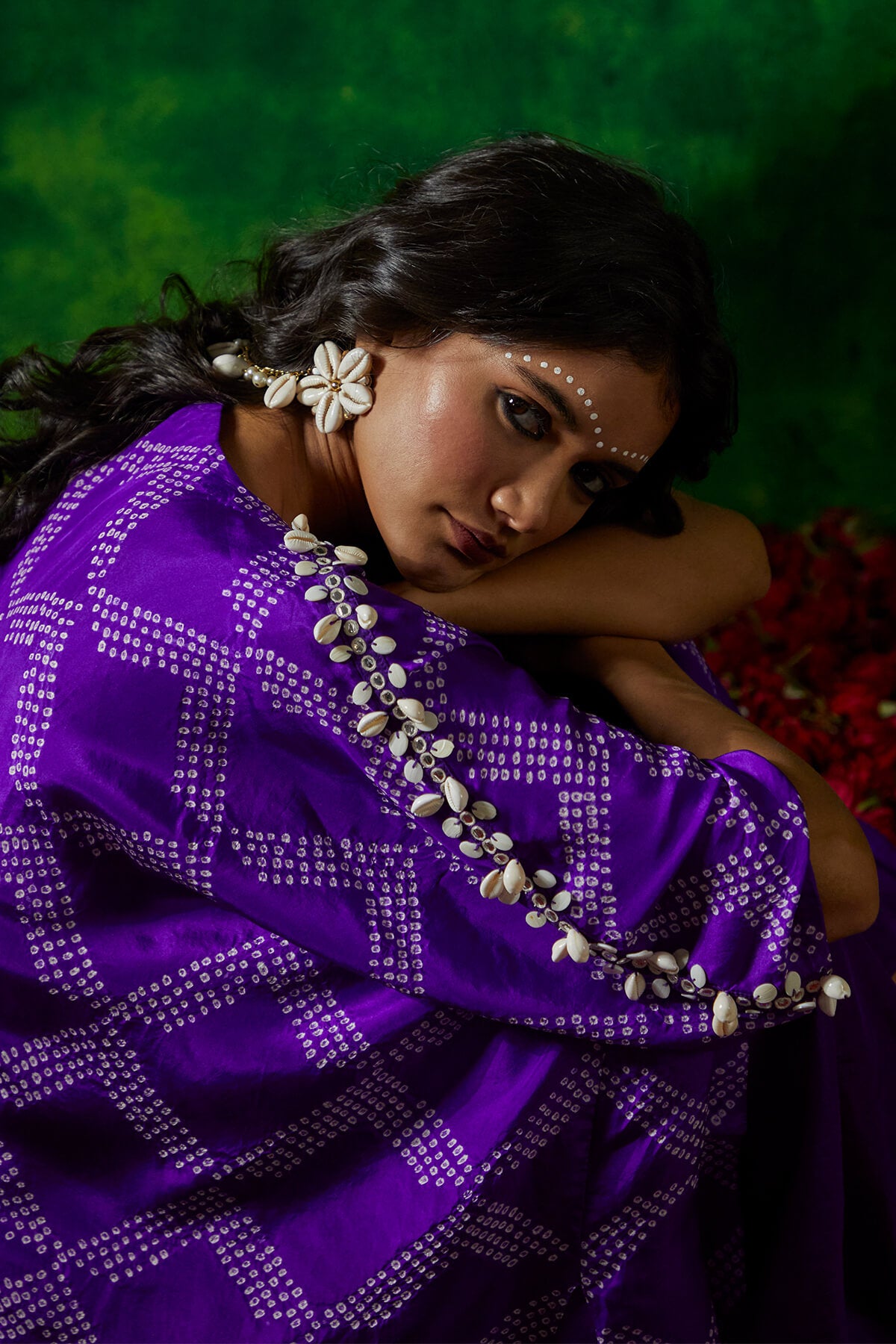 Bandhni Kaftan with drape skirt