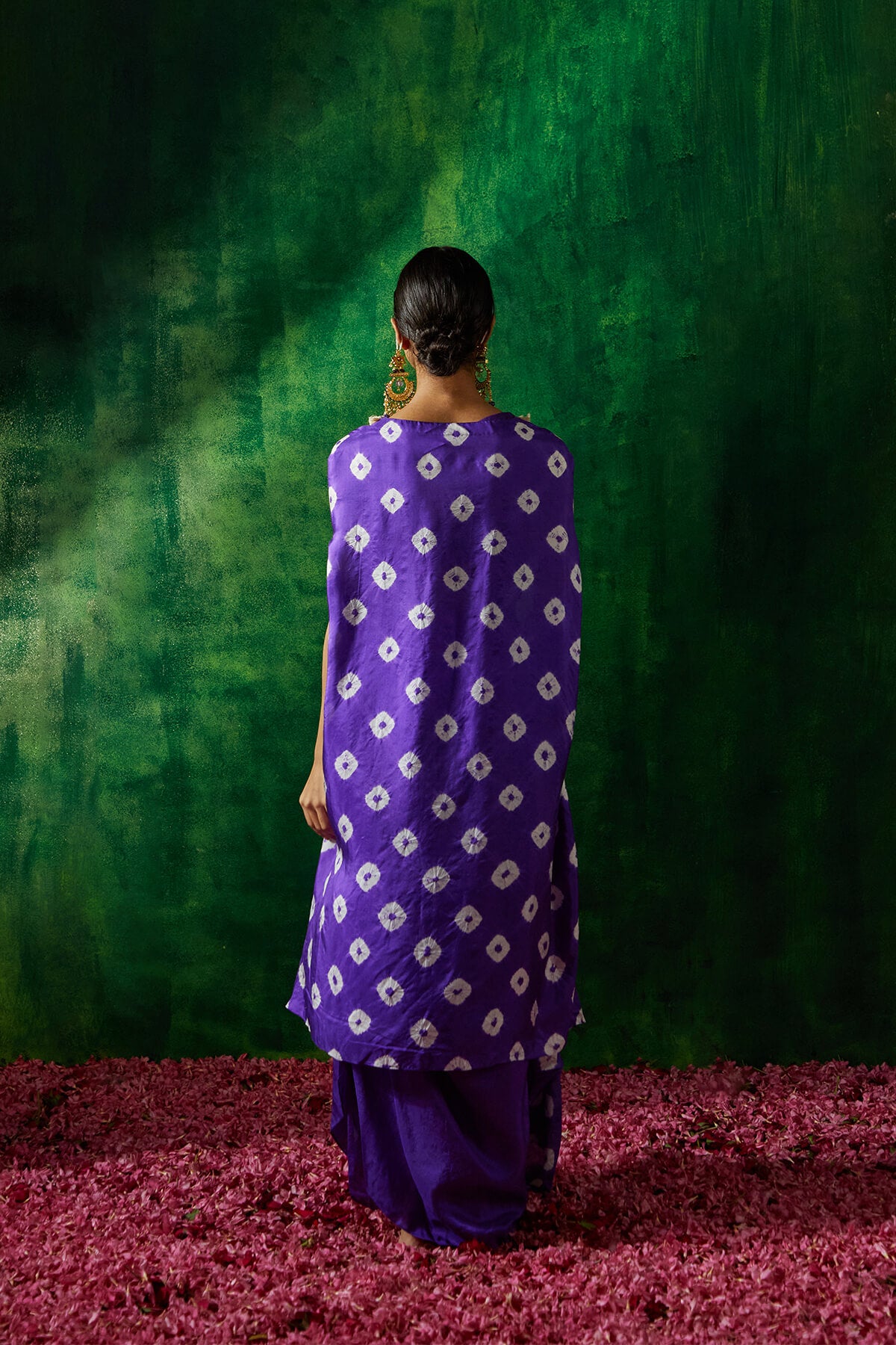 Shibori Wrap Paired With Skirt