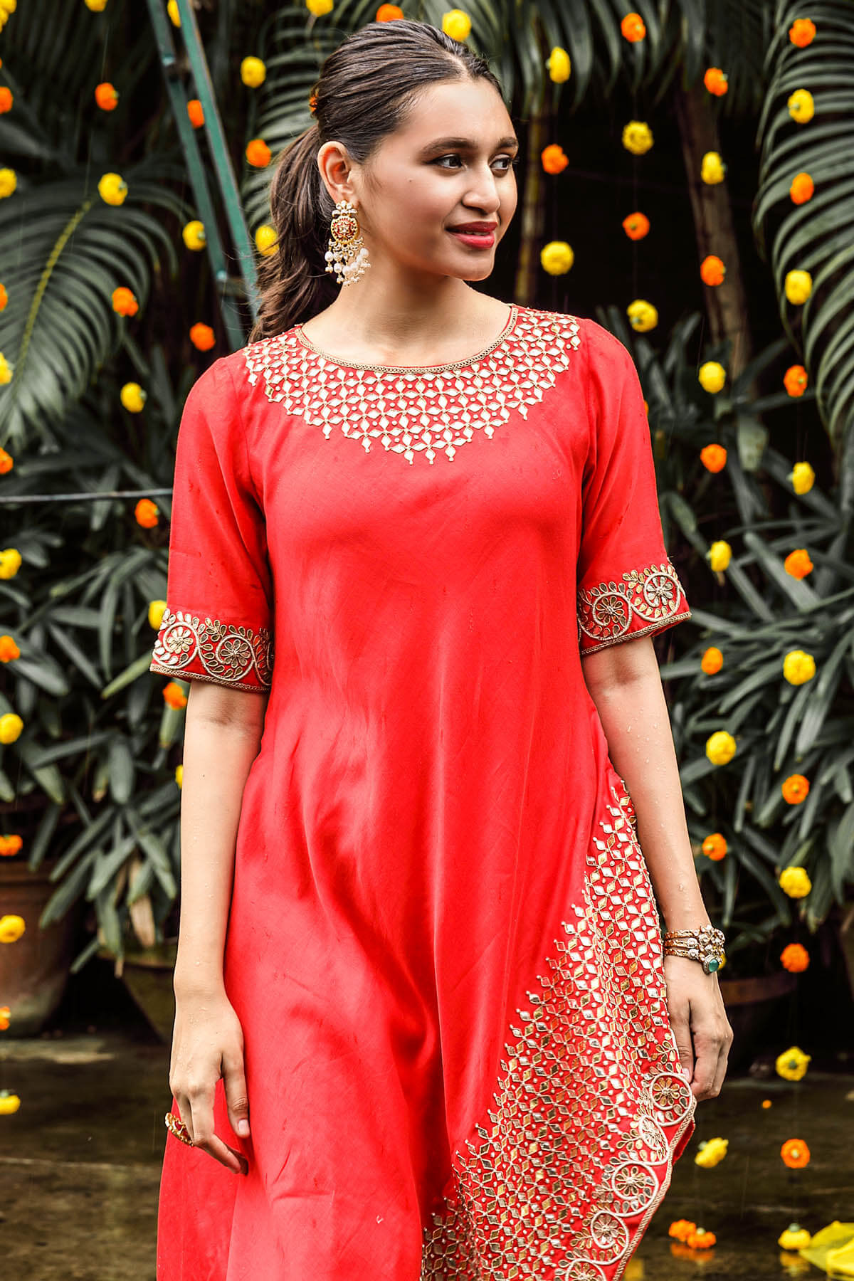 Heavy Asymmetrical kurta With Farshi Pants