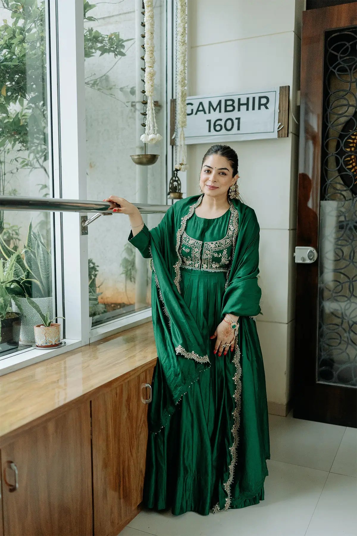 Green Jodha Jacket Anarkali