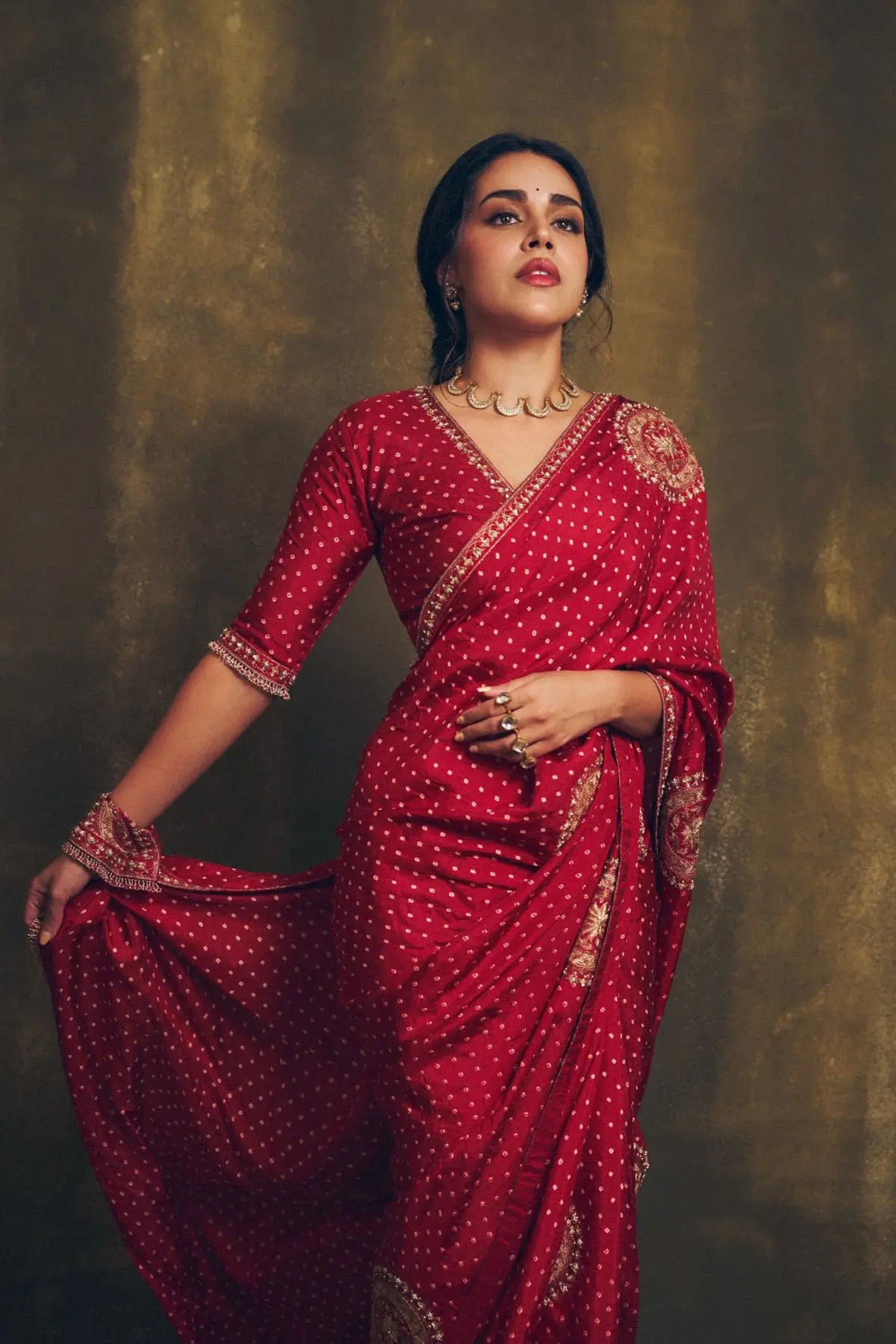 Bandhani Lotus Mandala Saree