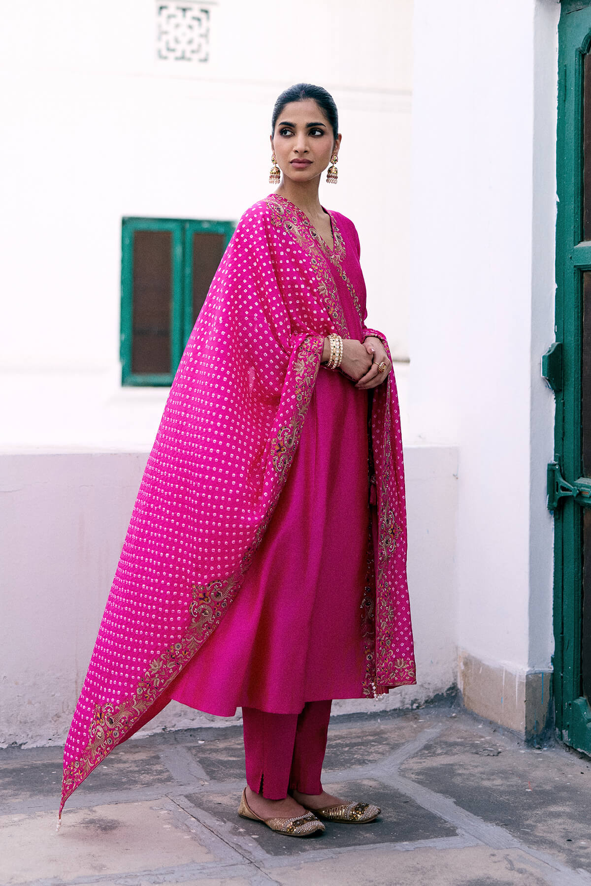 Peacock Bandhani Angrakha
