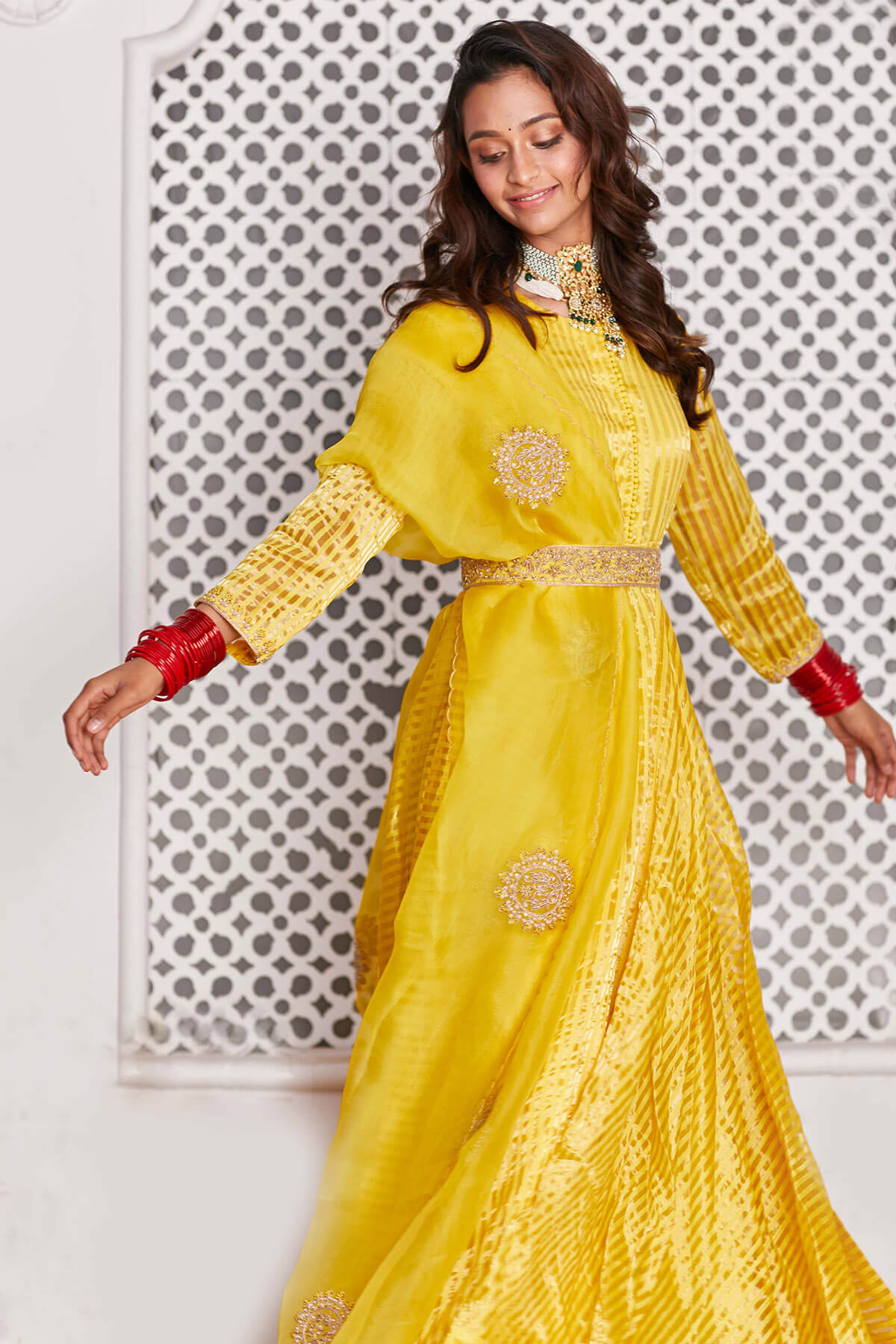 Stripe tissue Anarkali