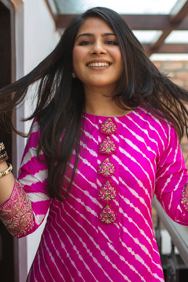 Leheria Tunic With Potli Buttons