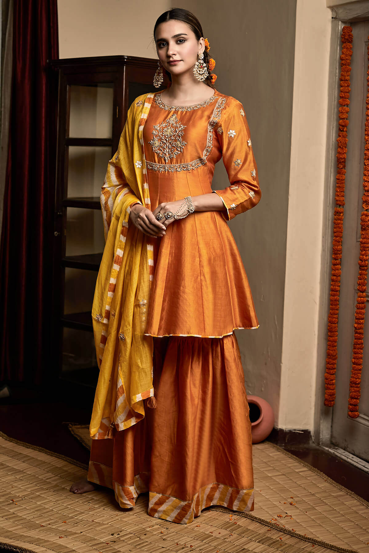 Ommbre Embroidered Mughal Kurta Set