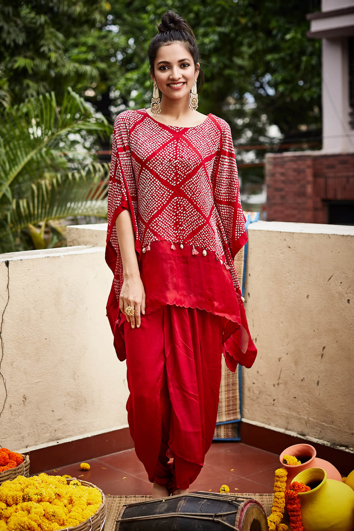 Bandhej Pocho And Flap Dhoti