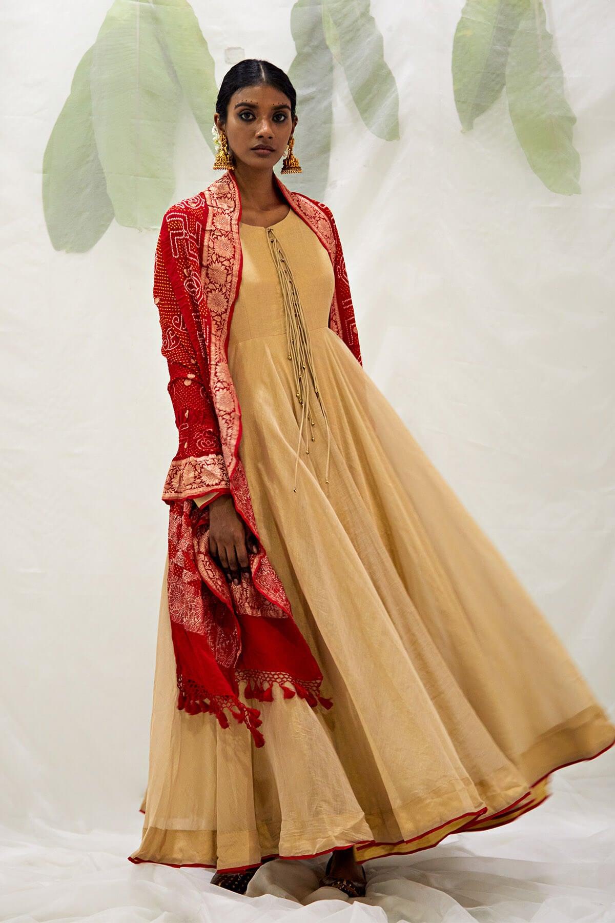 Gold tissue Anarkali