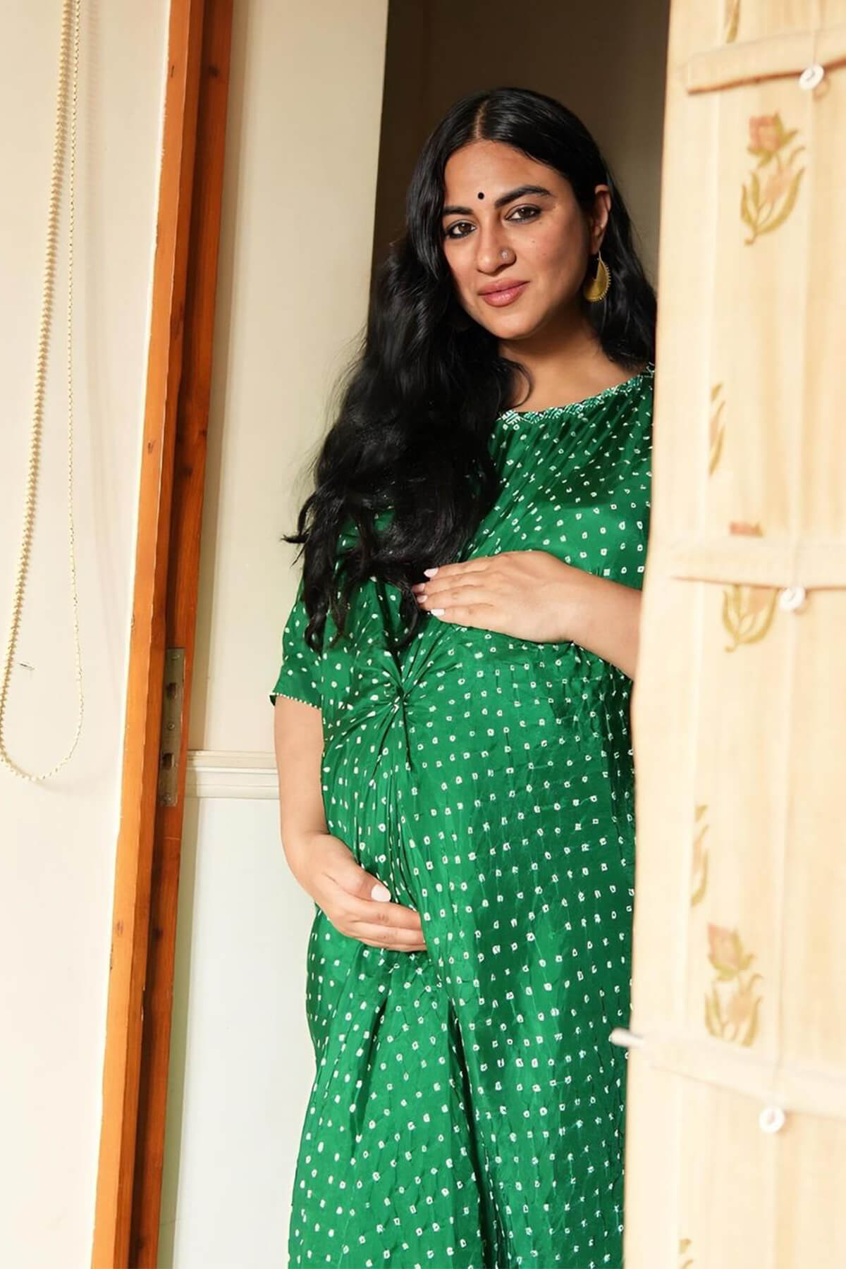 Bandhni Knot Kaftan With Pants