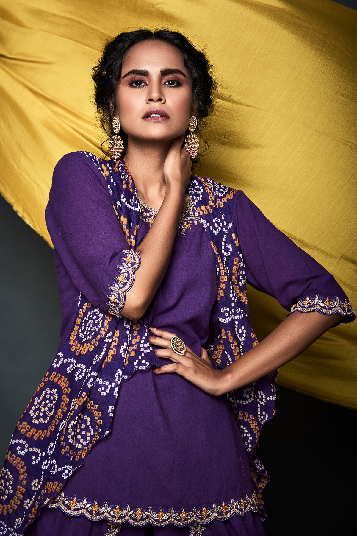 Bandhni Jacket and Dhoti Set