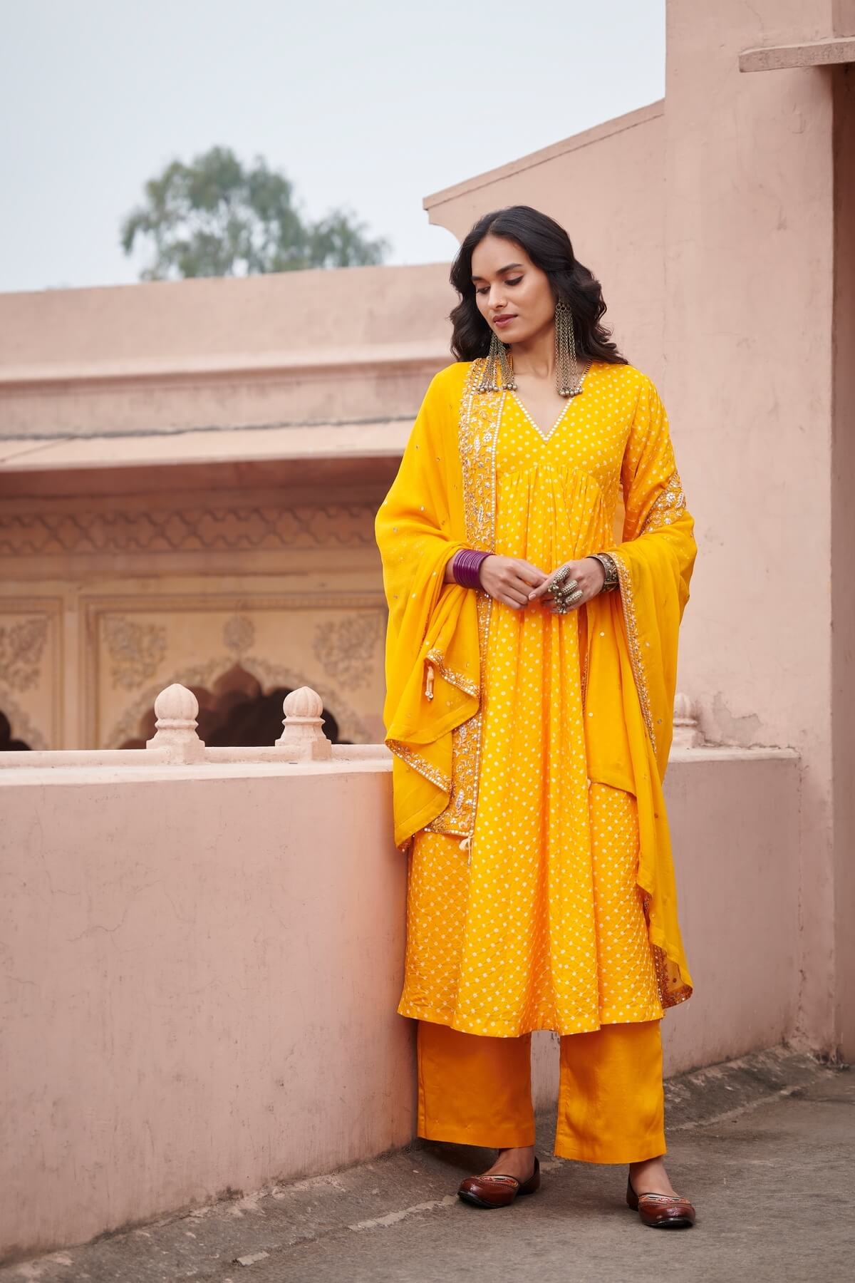 Bandhni Cross Yoke Suit