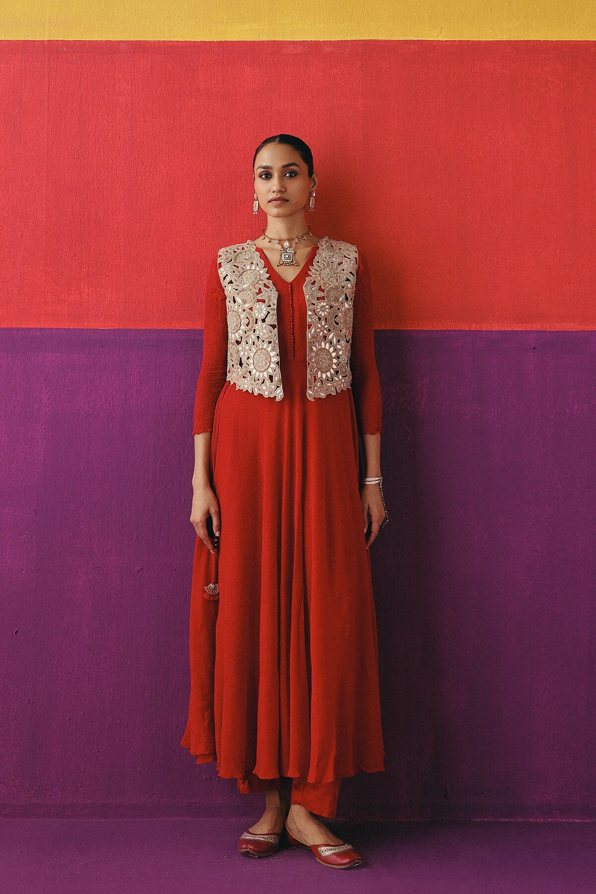 Scarlet Cutwork Anarkali