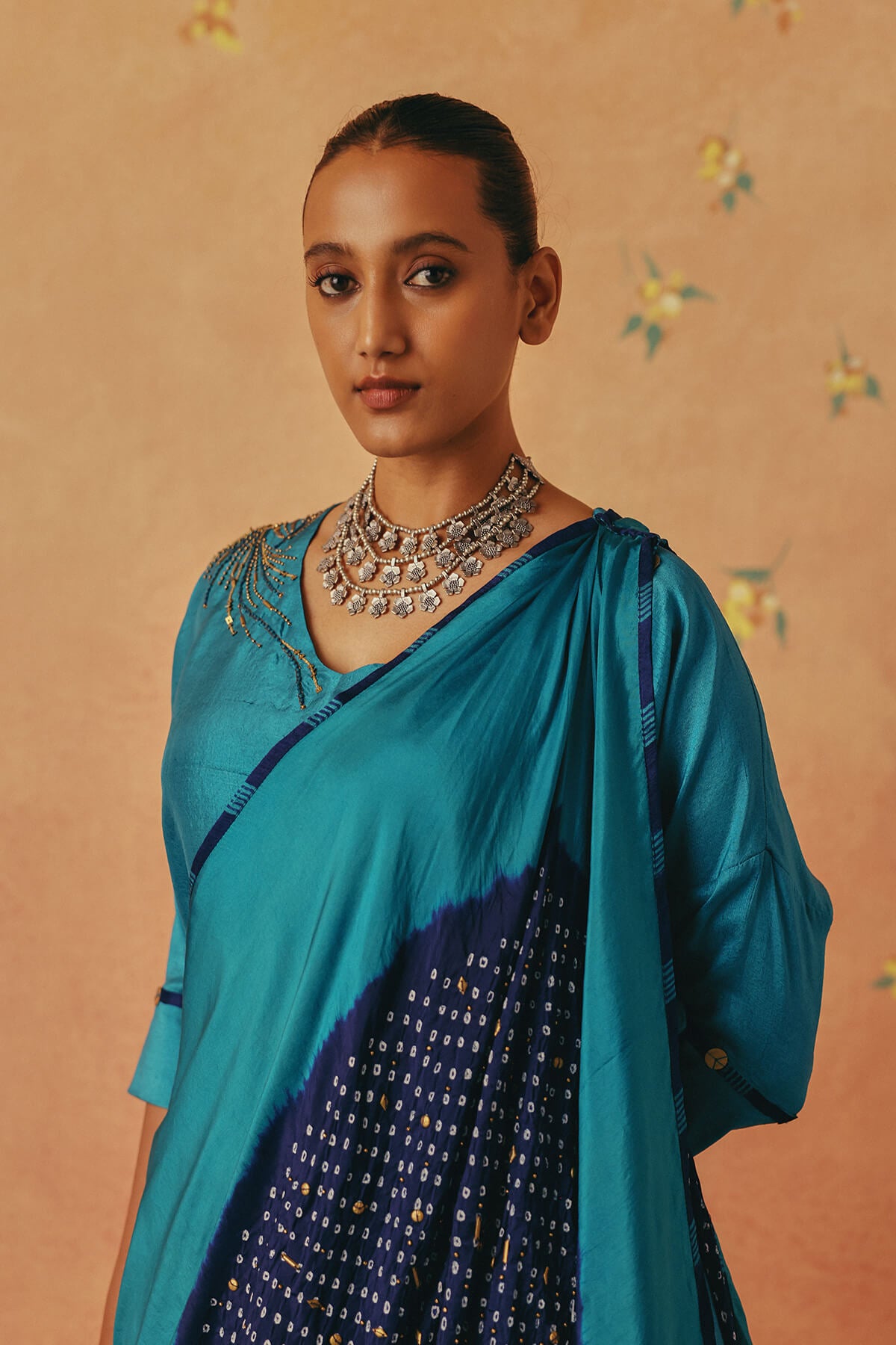 Neel — Teal Bandhni Drape Set