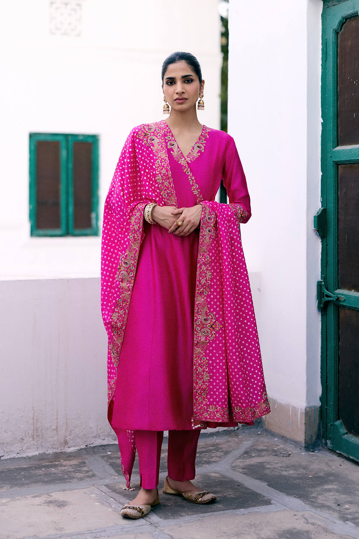 Peacock Bandhani Angrakha