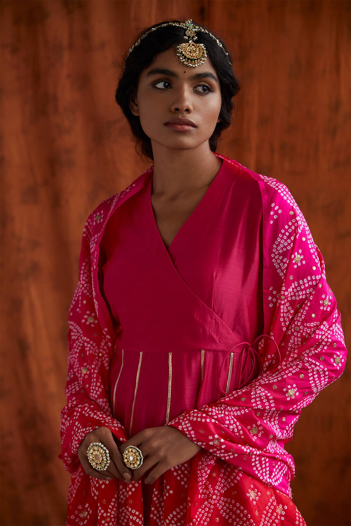 Gota Anarkali with bandhni dupatta