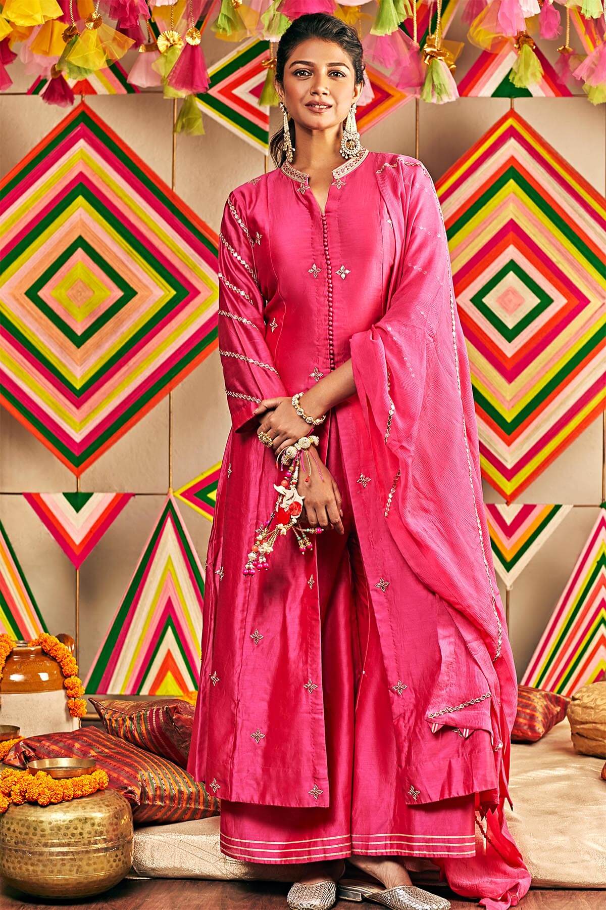 Front Slit Anarkali With Chiffon Dupatta