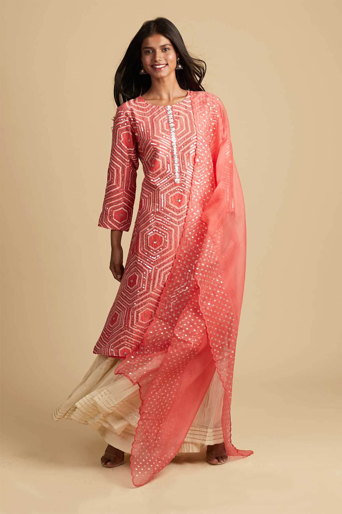 Yellow Peach Sharara Set