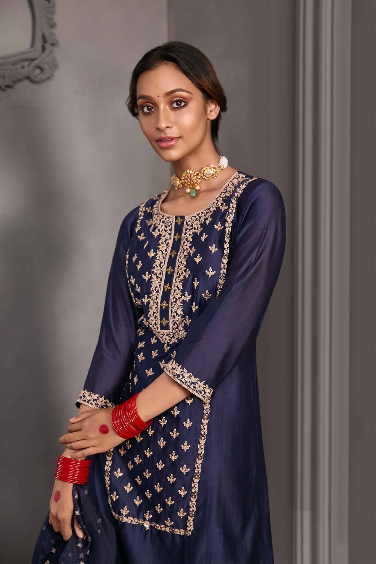 Front panel embroidered sharara