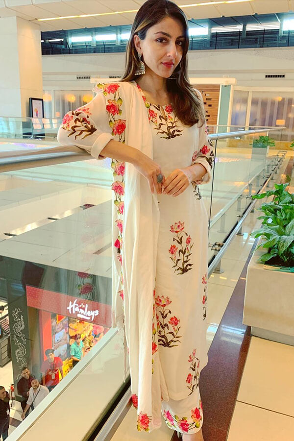 Straight Kurta,Farshi Pants And Dupatta