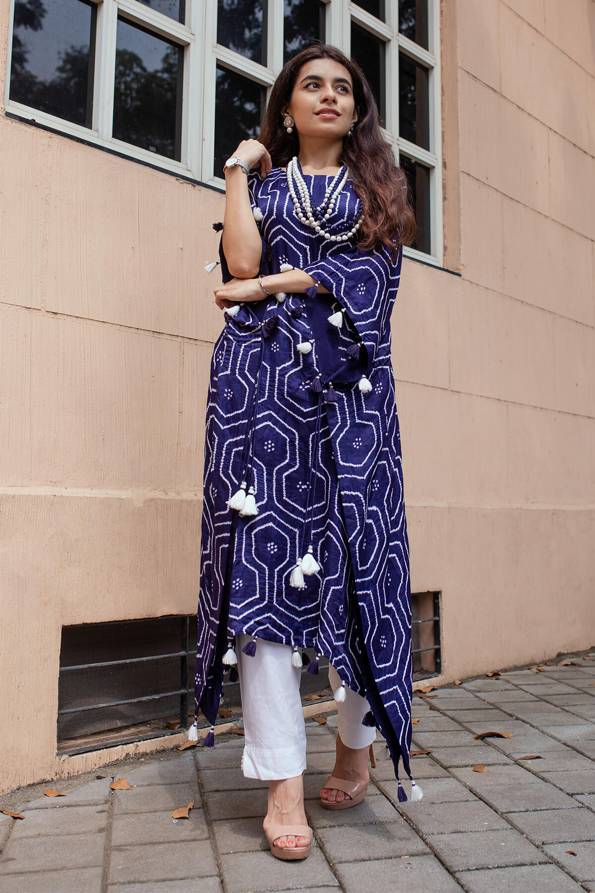Cube Kaftan With Mala And Straight Pants