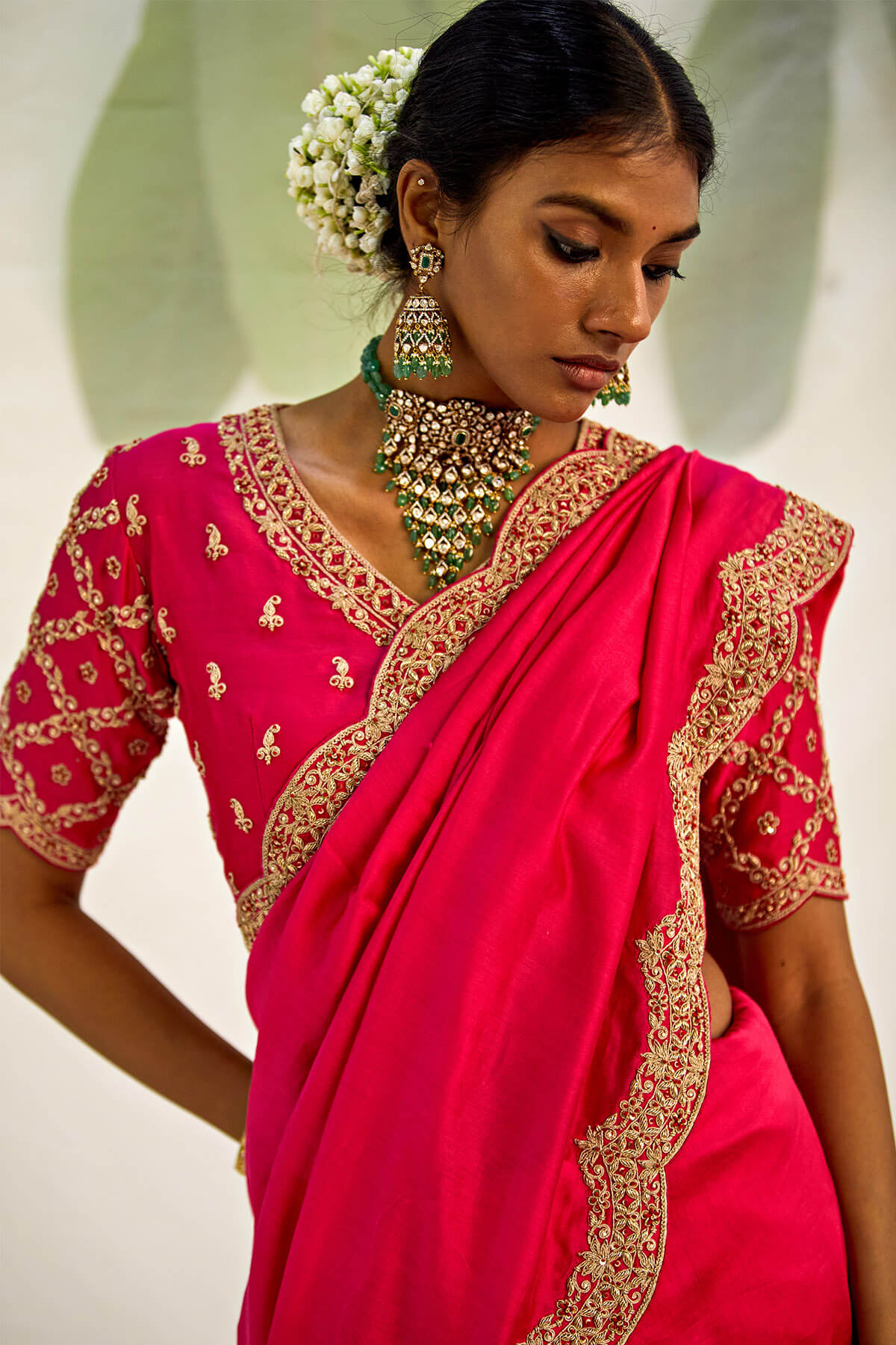 Silk chanderi scalloped saree