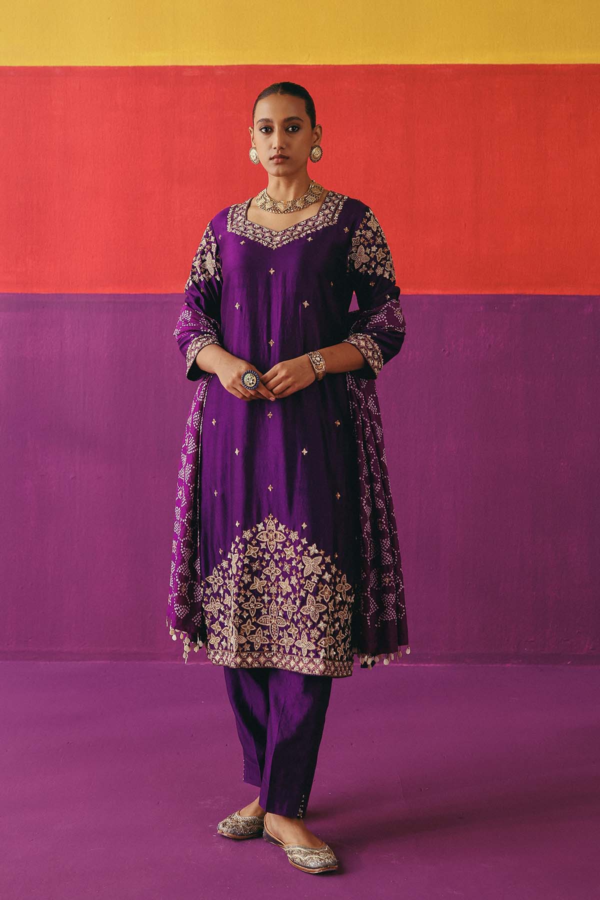 Baingani Phool Kurta Set