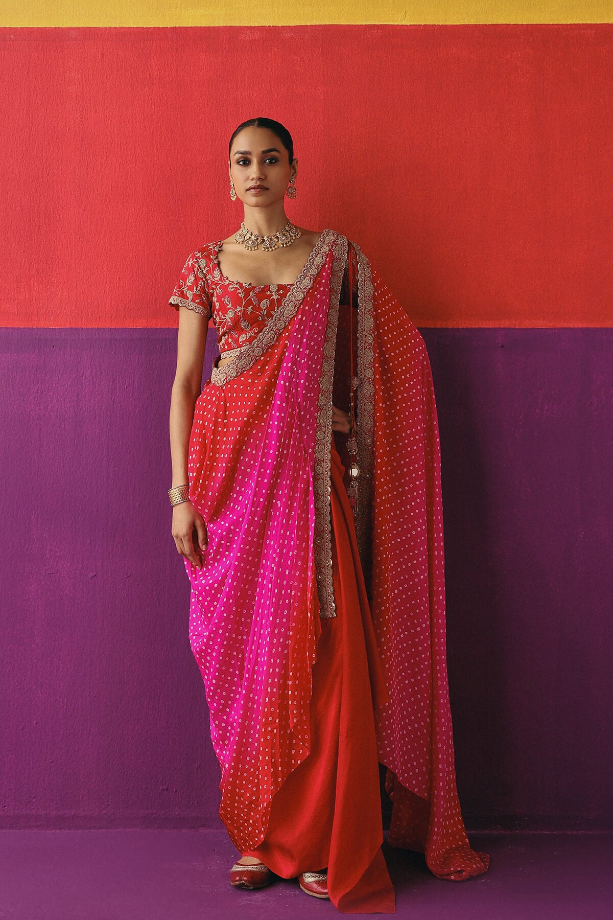 Rani Rouge Signature Drape Set with Potli