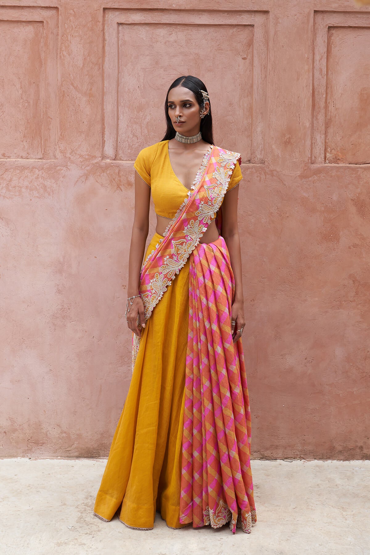 Tissue Tassar Leheriya Saree