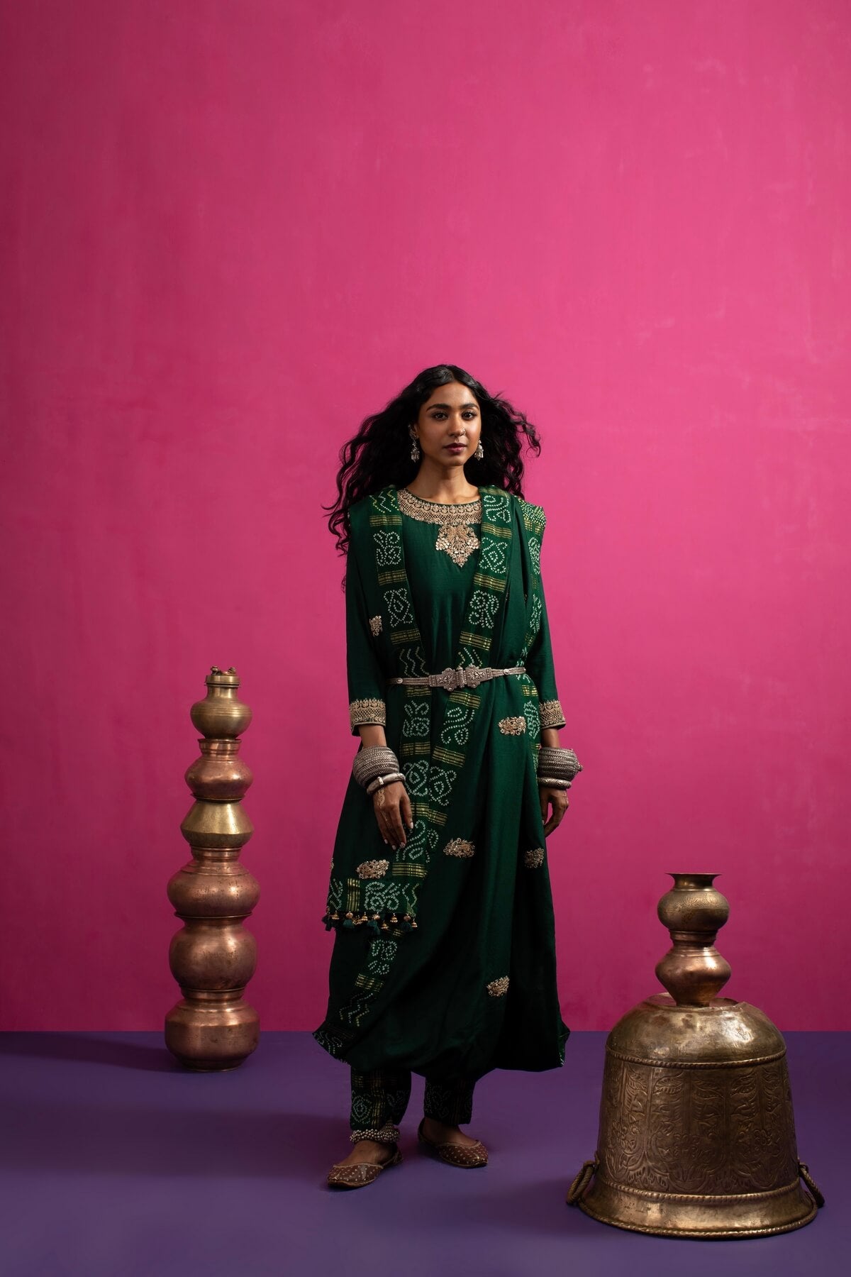 Peacock drape dupatta kurta set