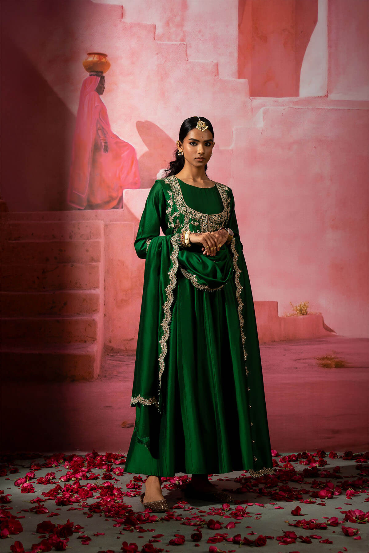 Green Jodha Jacket Anarkali