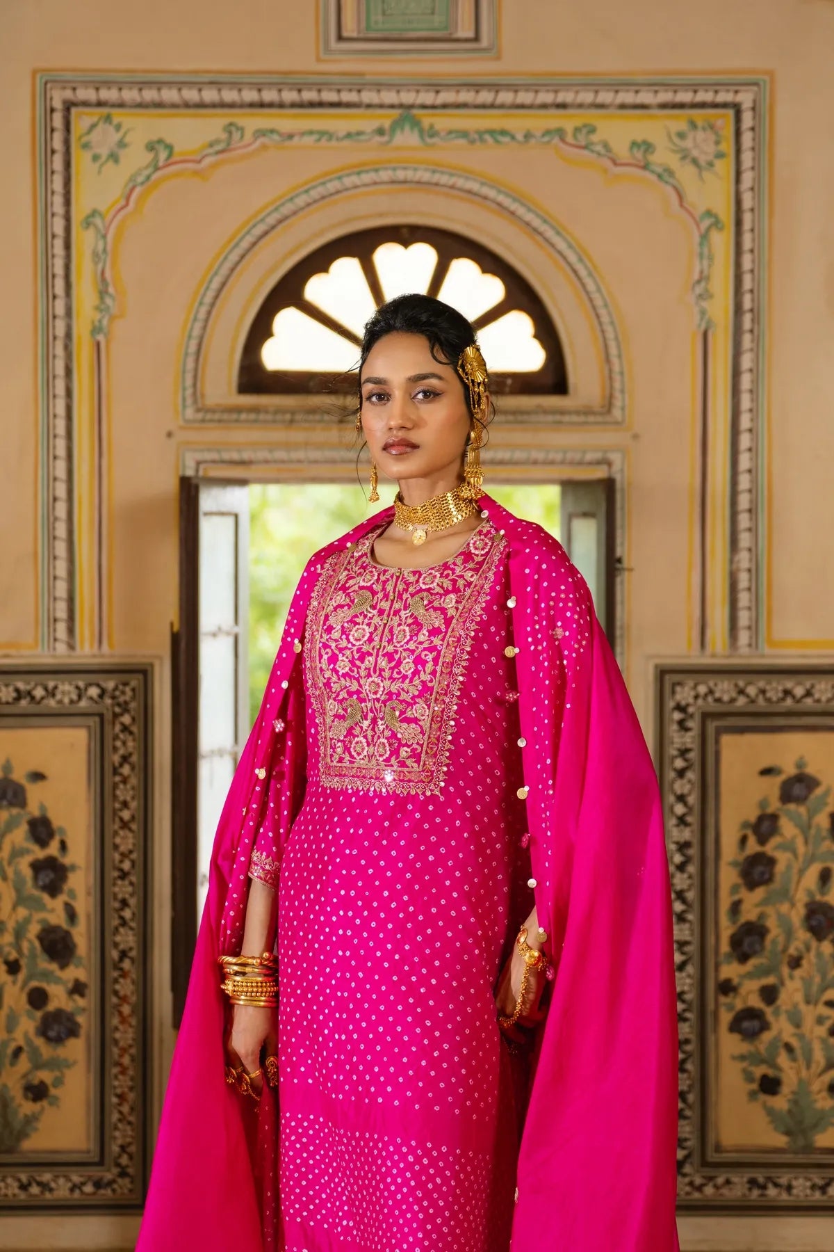 Peacock bandhni kurta set