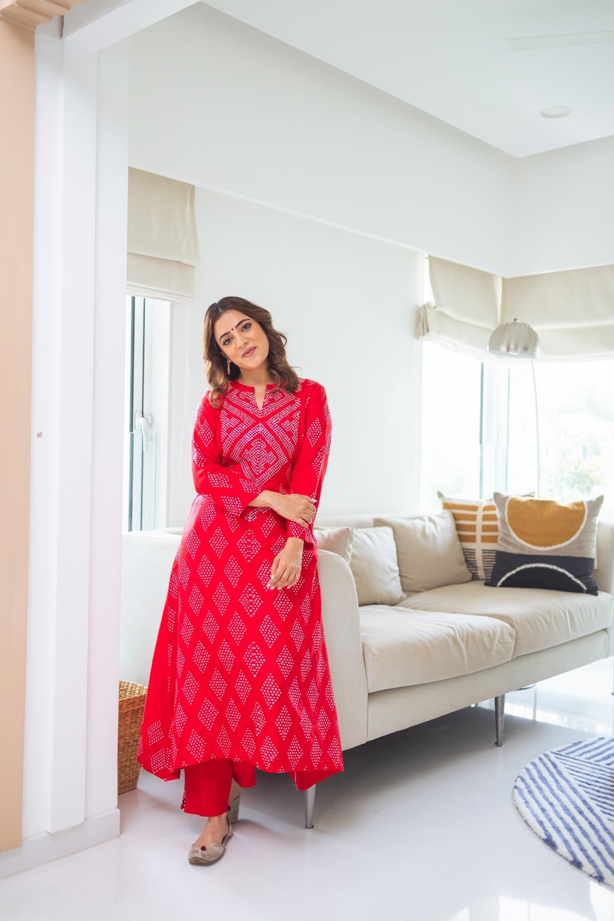 Bandhni Diamond Kurta Set