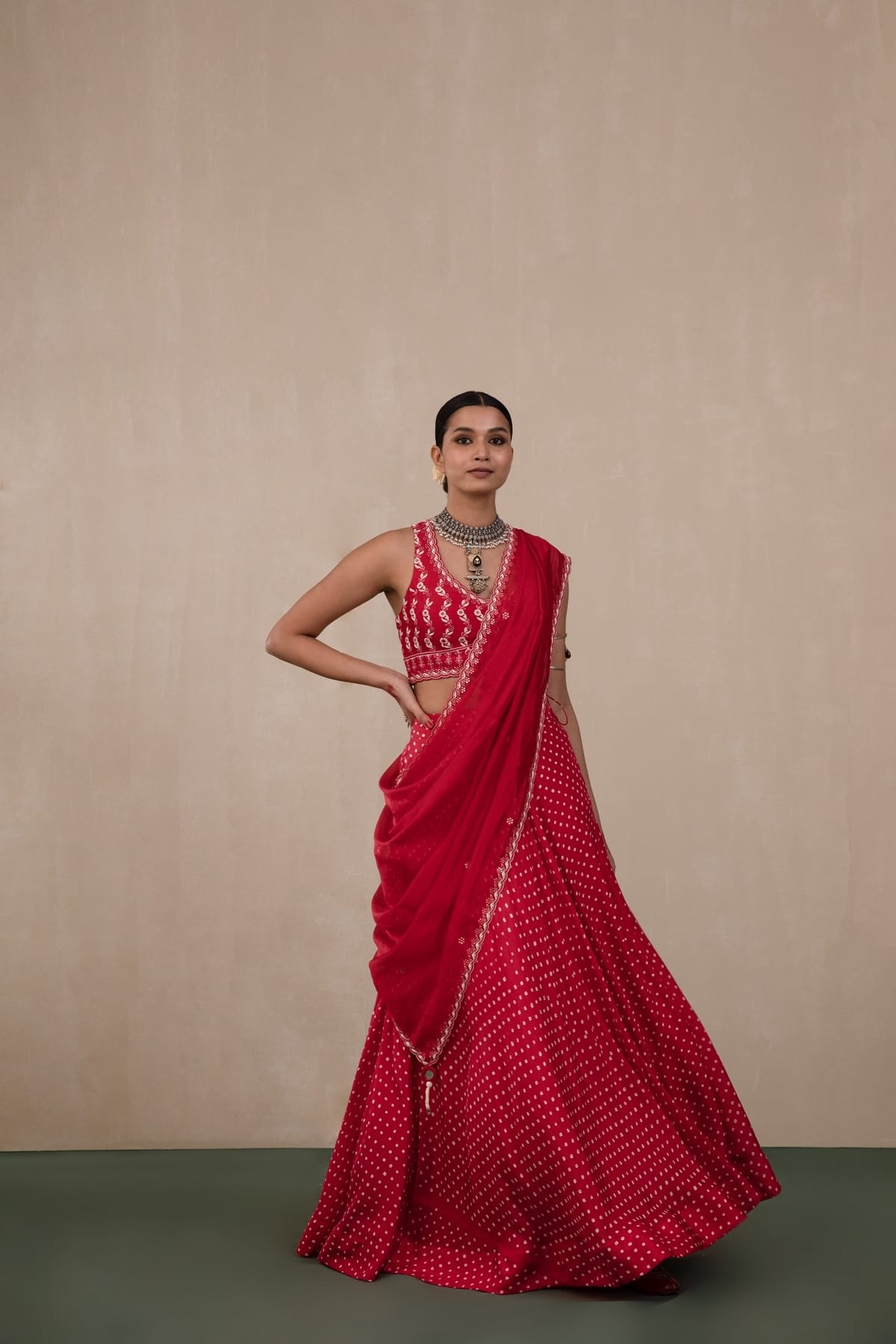 Rimjhim Bandhni Lehenga