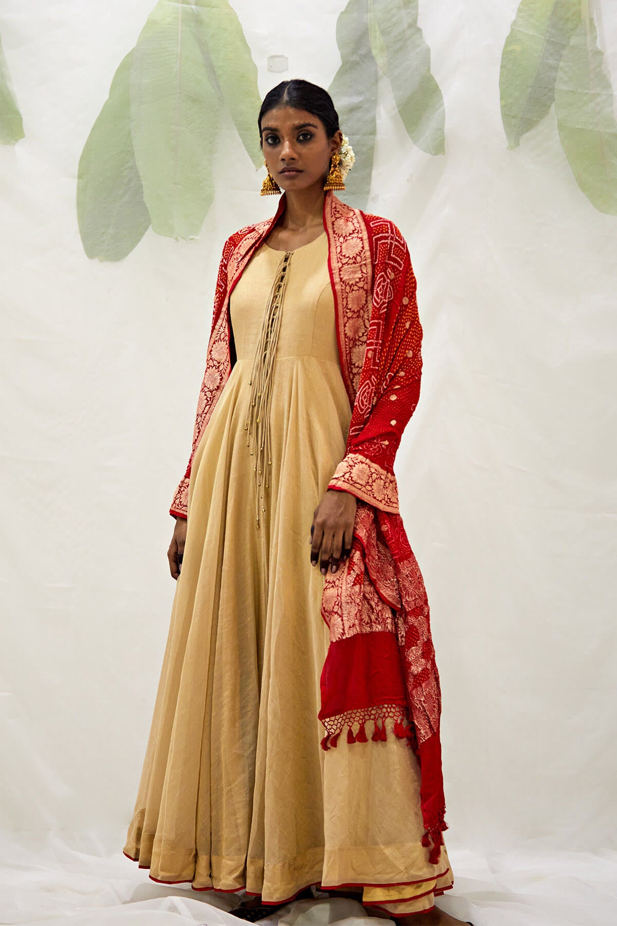Gold tissue Anarkali
