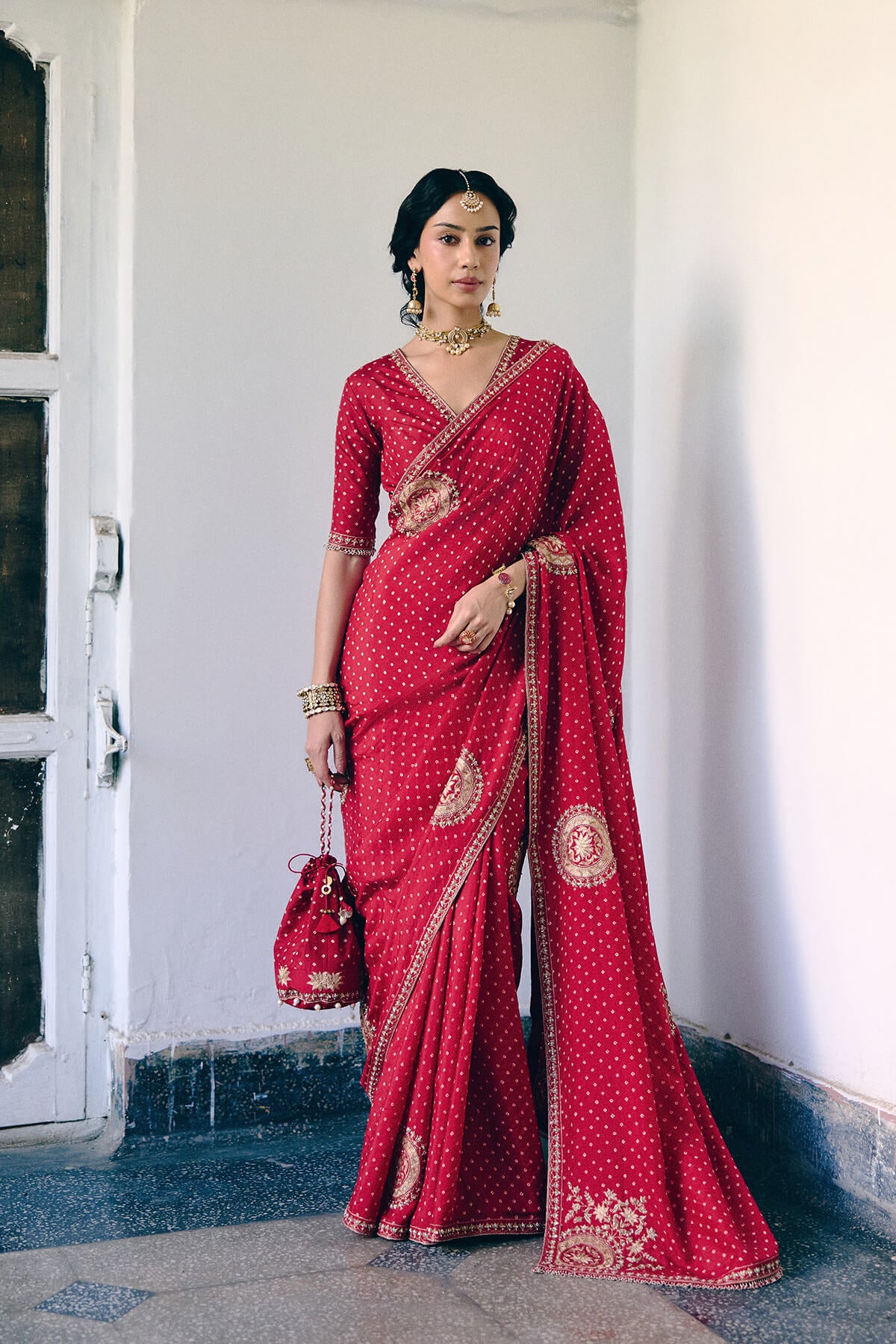 Bandhani Lotus Mandala Saree