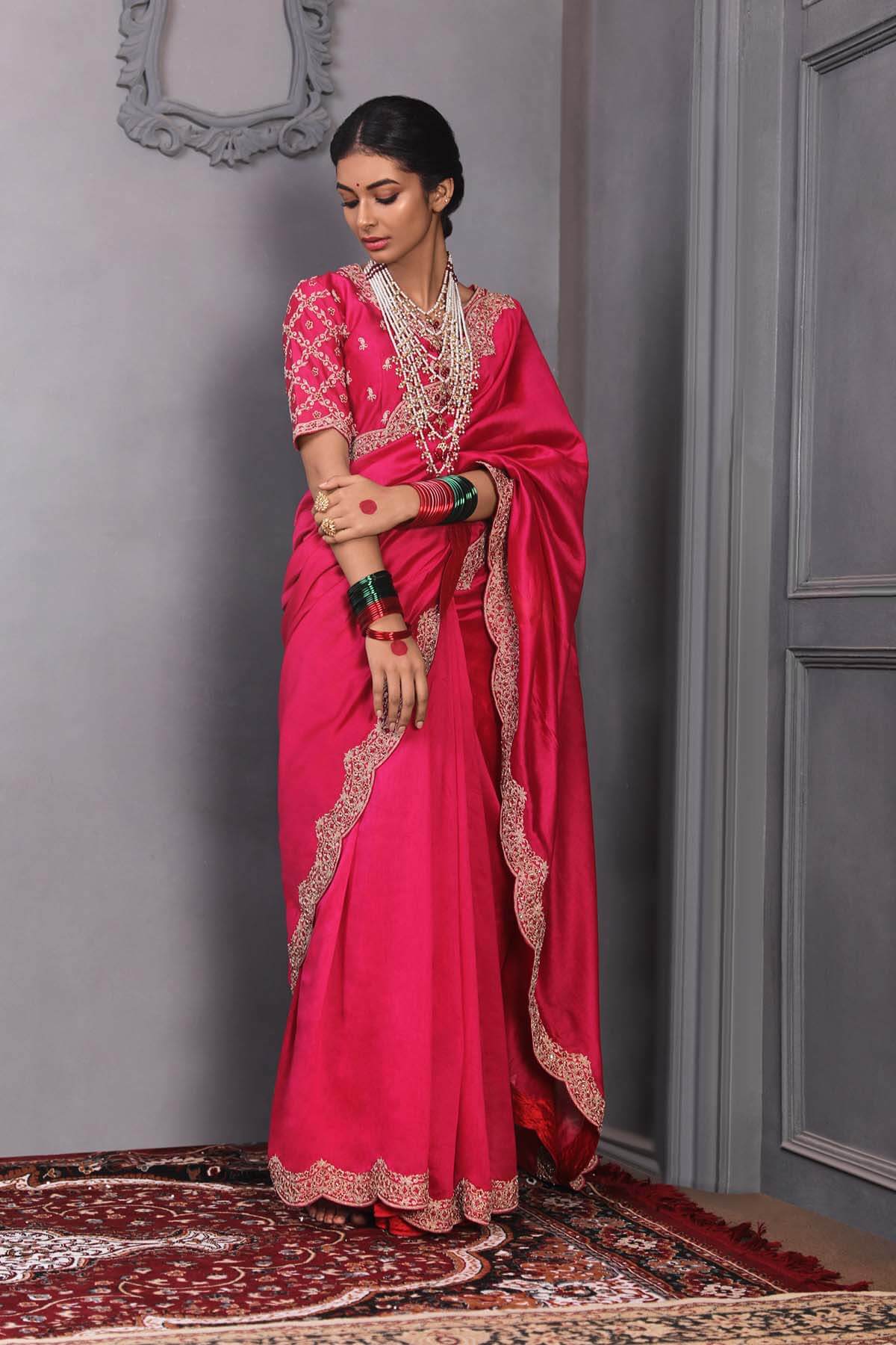 Silk chanderi scalloped saree