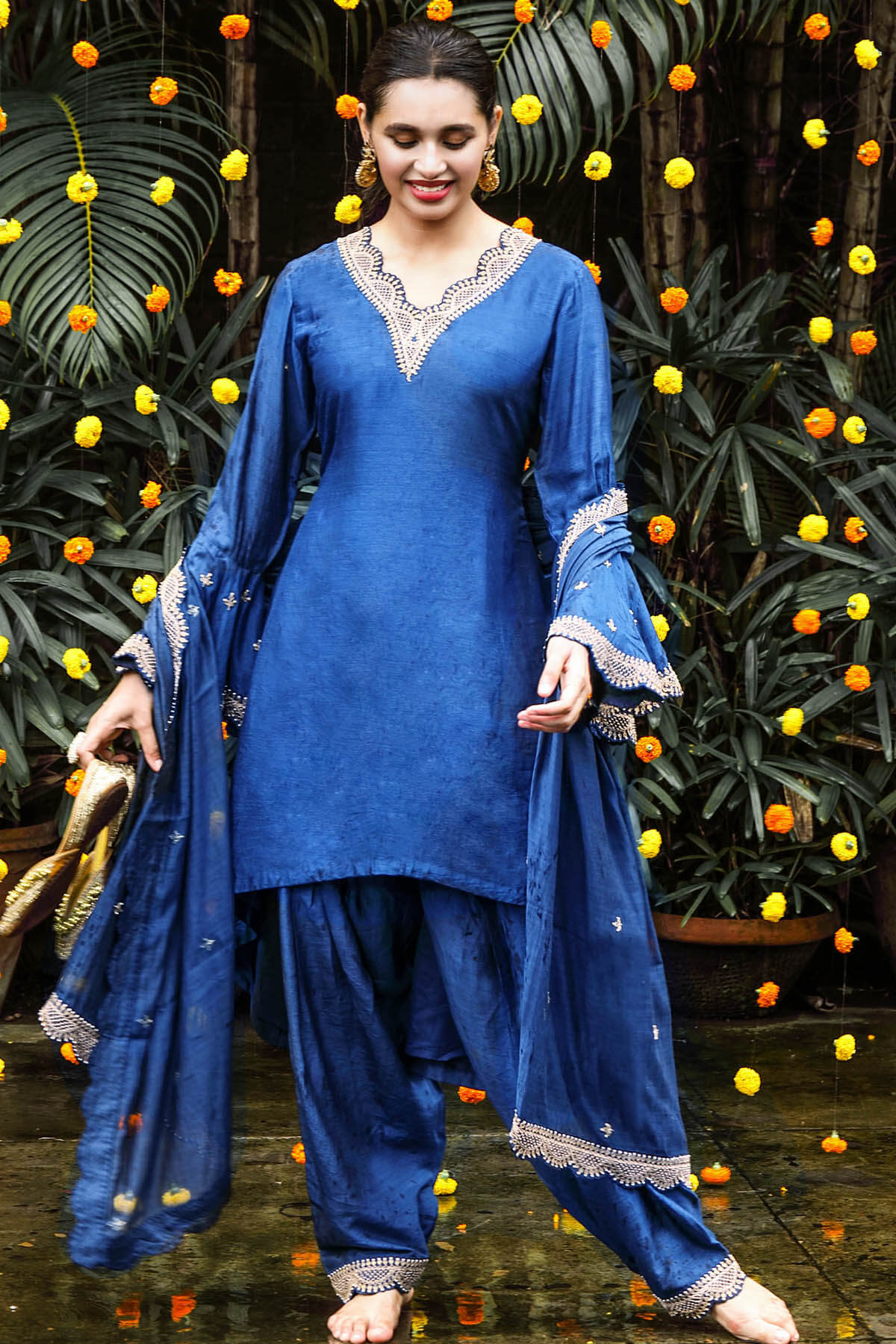 Moonga Silk Asymmetrical Suit Set