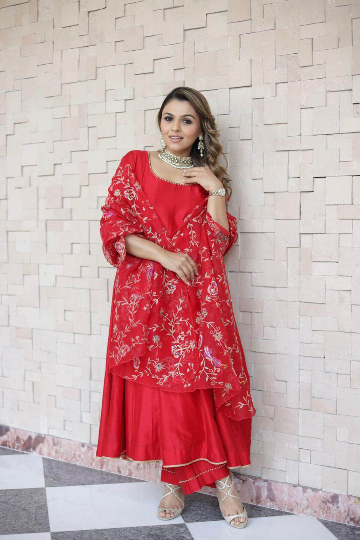 Anarkali With Heavy Jaal Dupatta