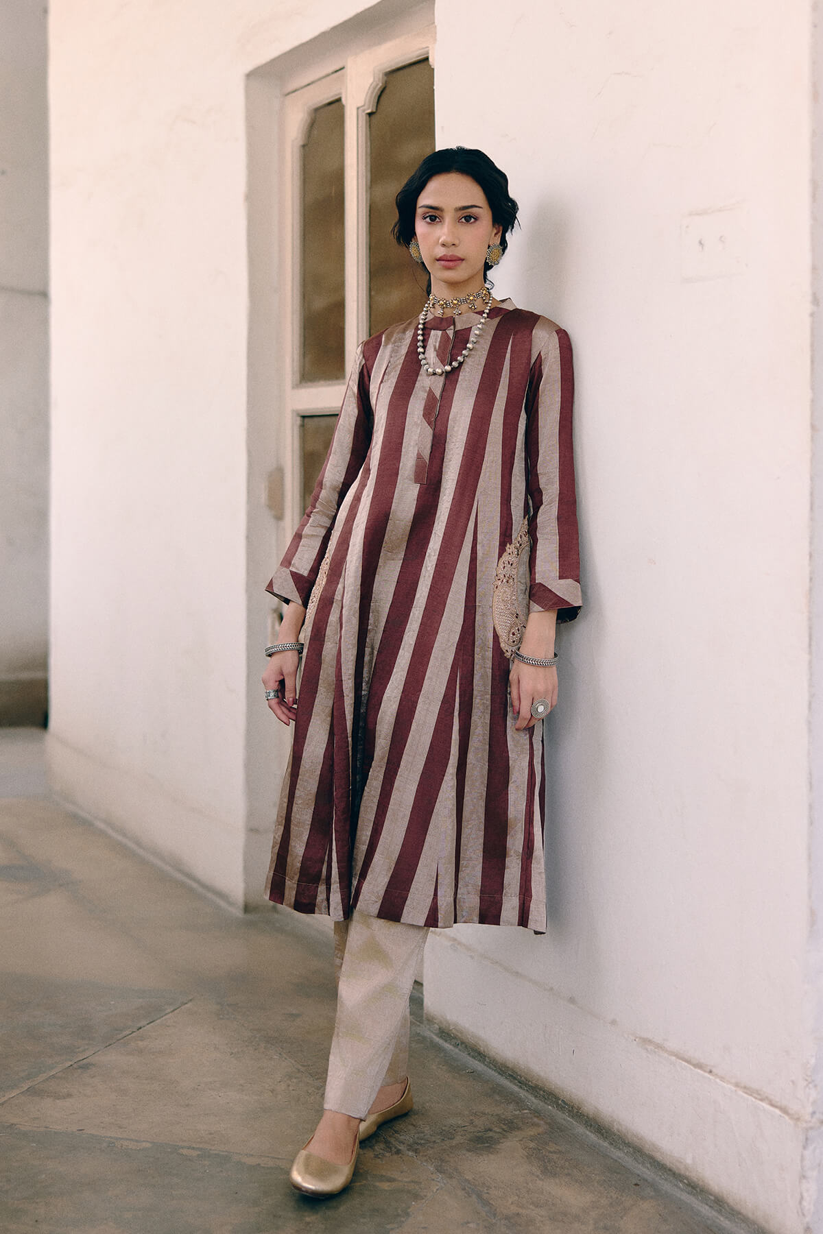 Paisley Pocket Striped Kurta Set