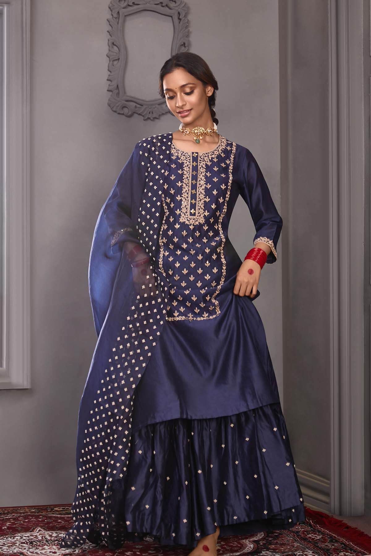 Front panel embroidered sharara