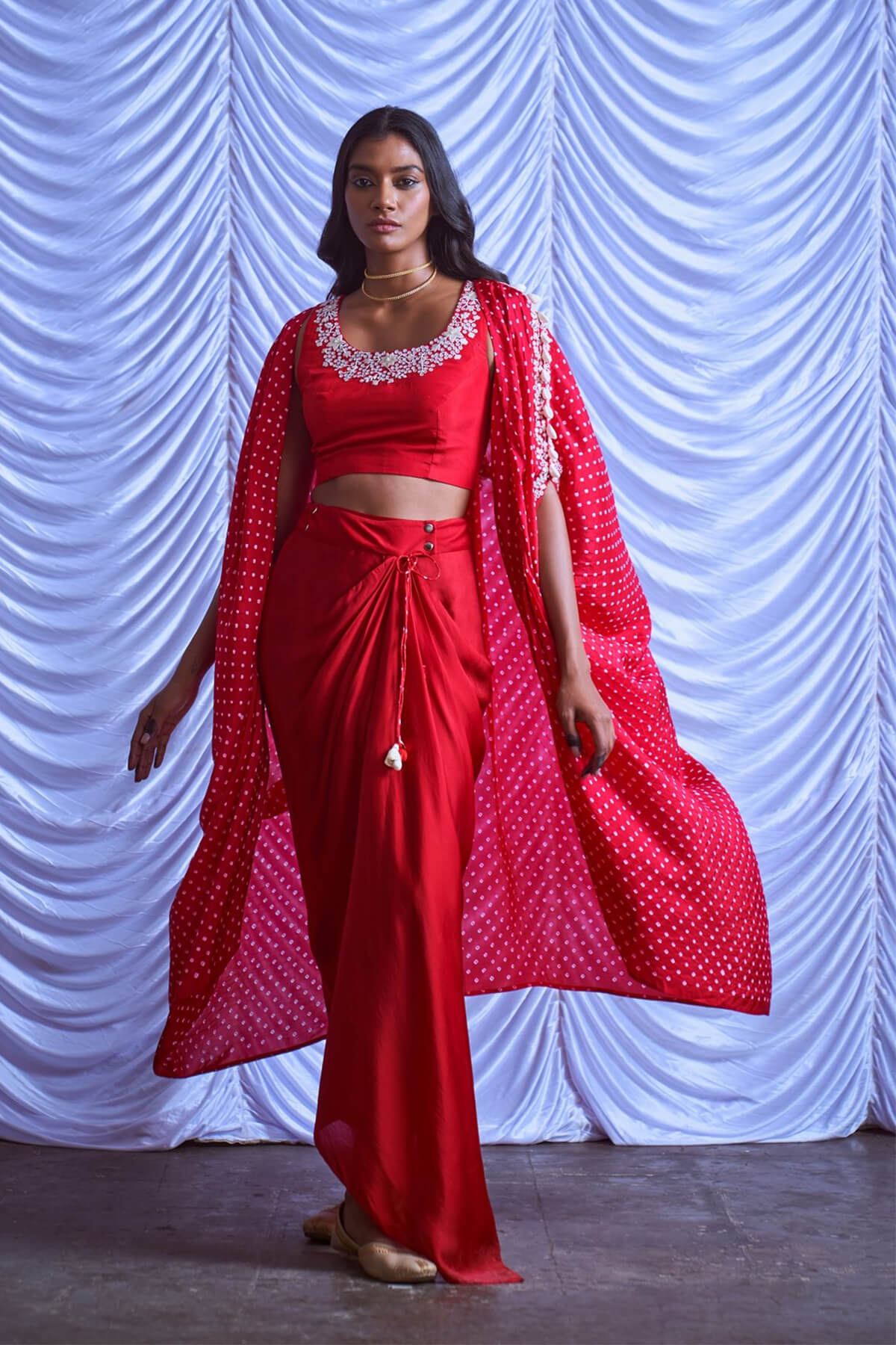 Three piece cape skirt set