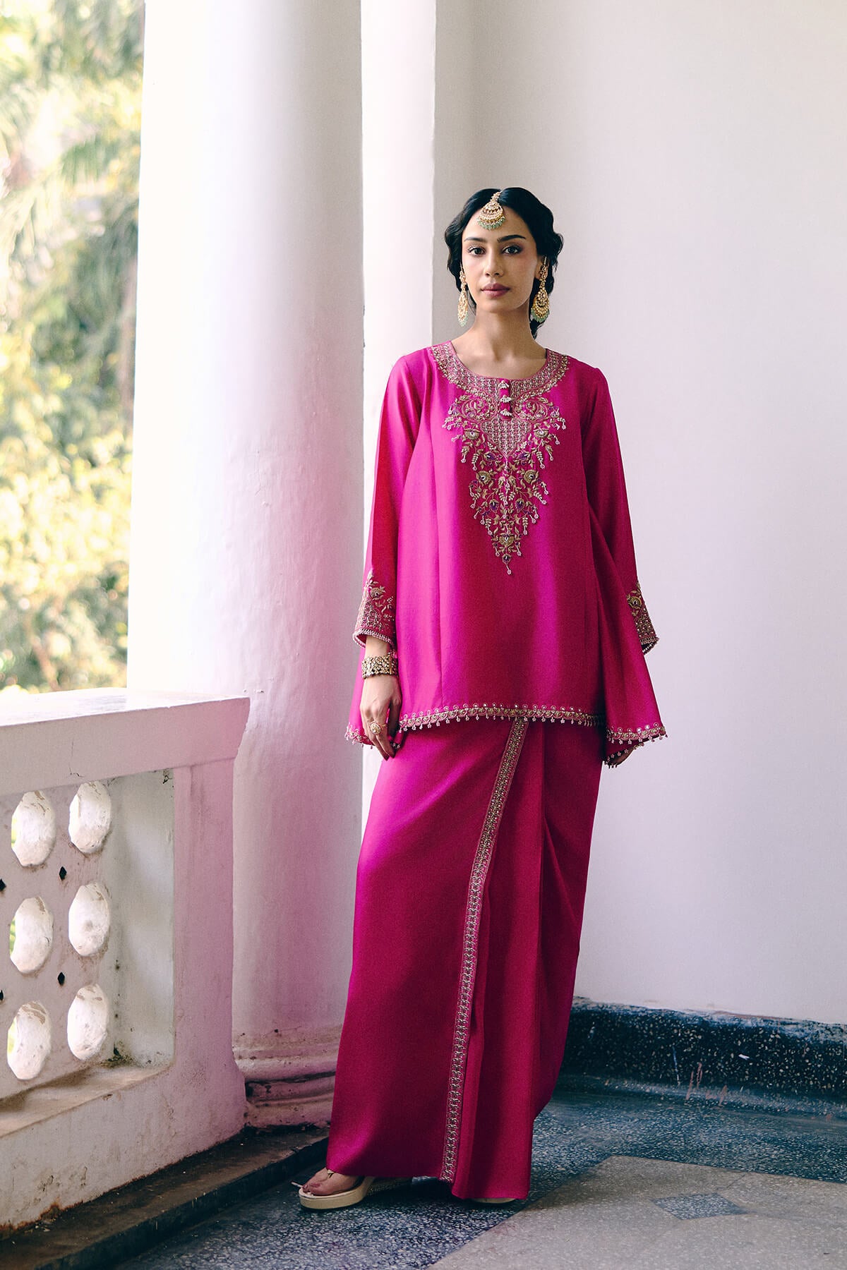 Ease in Fuchsia Sarong Set